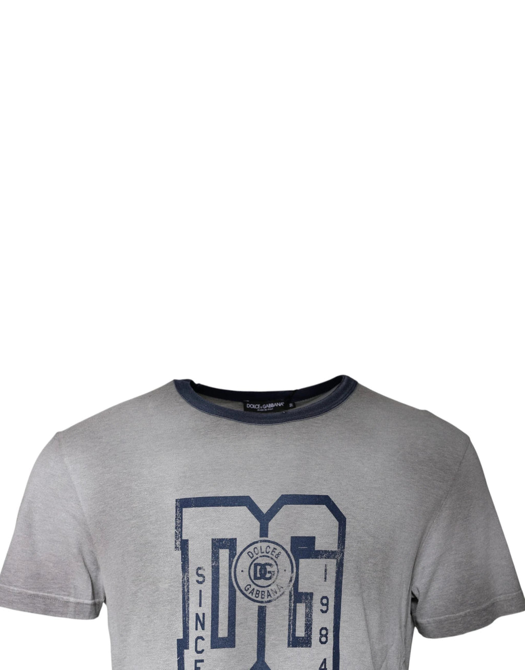 Dolce & Gabbana Gray Logo Print Cotton Crew Neck T-shirt by Dolce & Gabbana