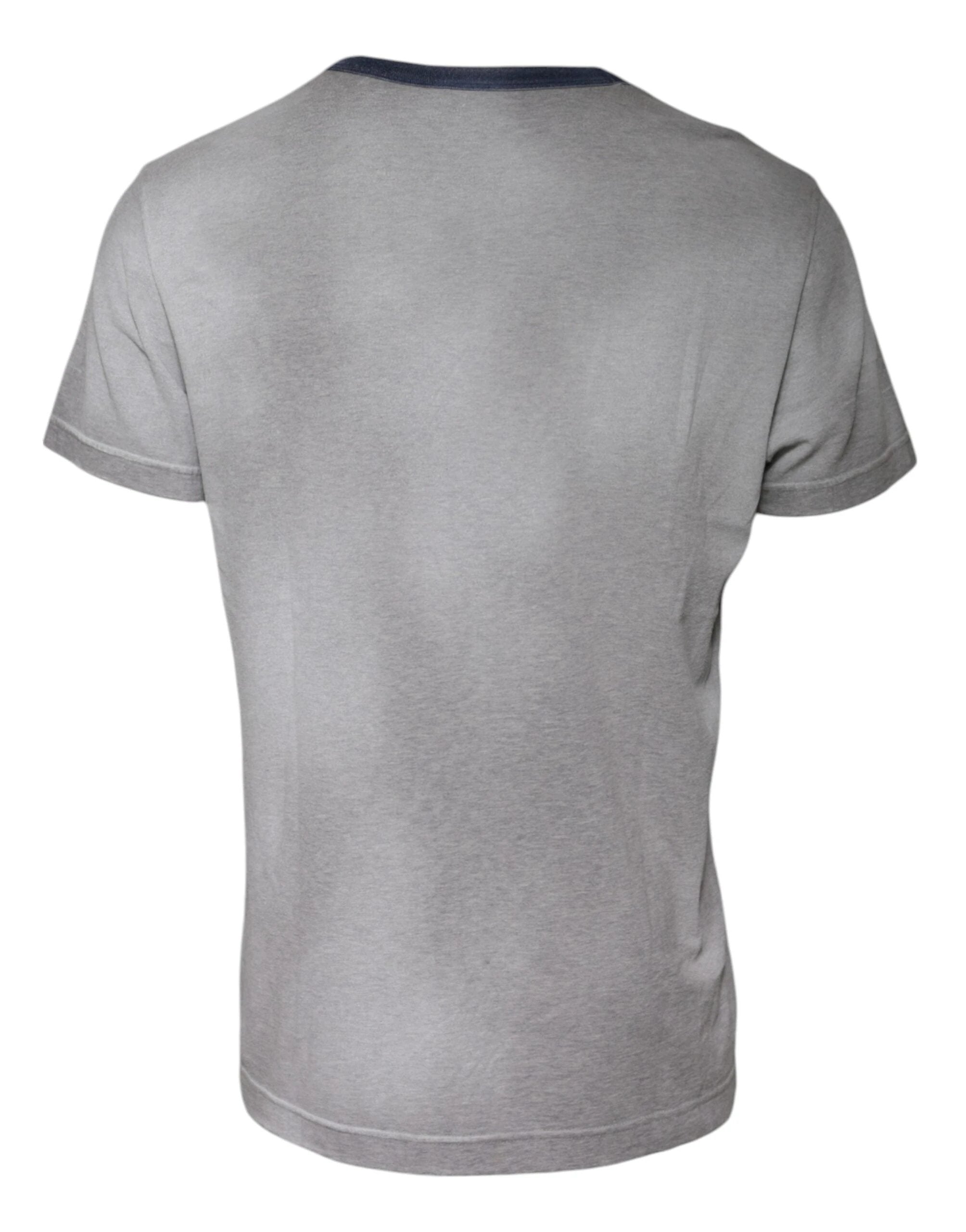 Dolce & Gabbana Gray Logo Print Cotton Crew Neck T-shirt by Dolce & Gabbana