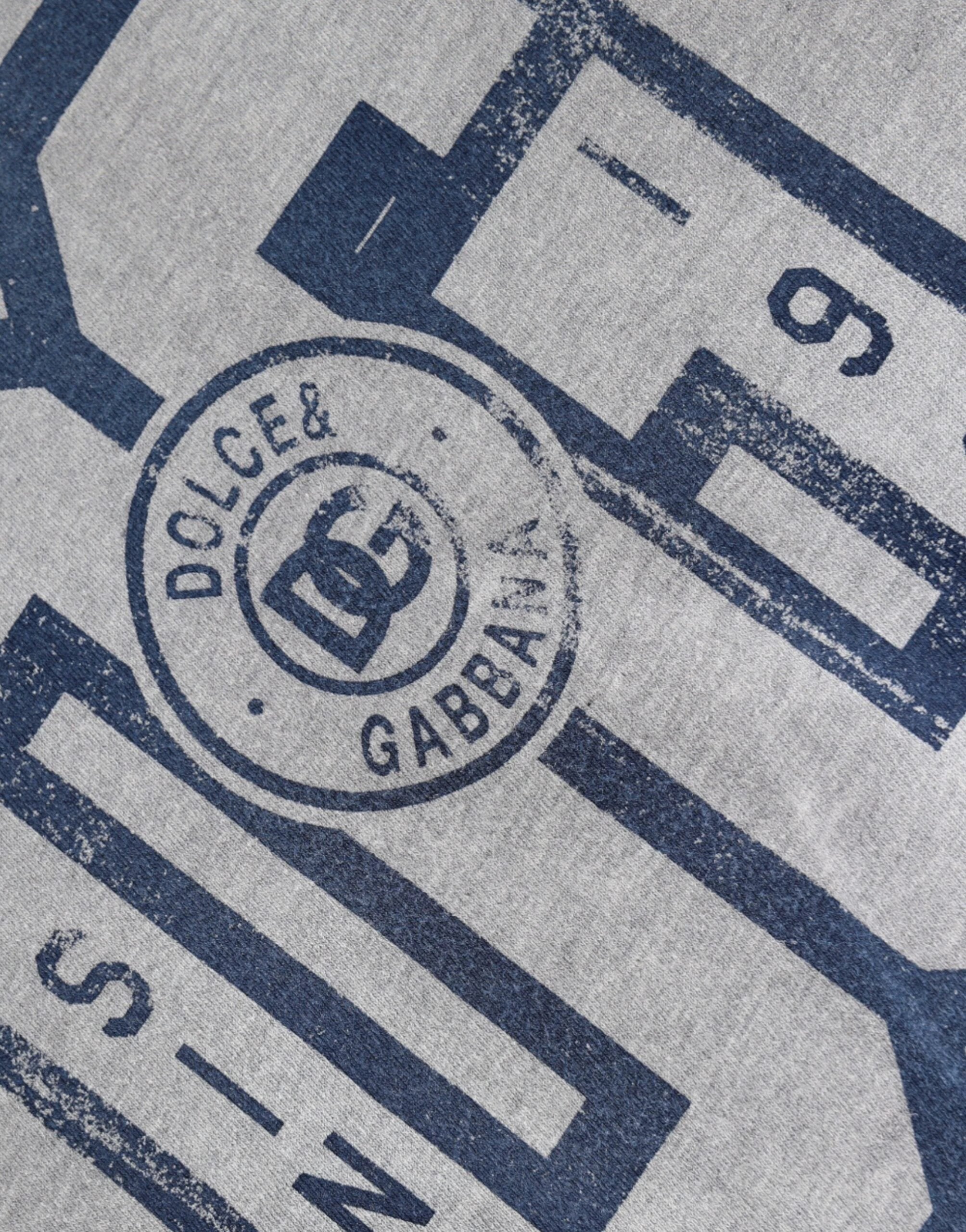 Dolce & Gabbana Gray Logo Print Cotton Crew Neck T-shirt by Dolce & Gabbana