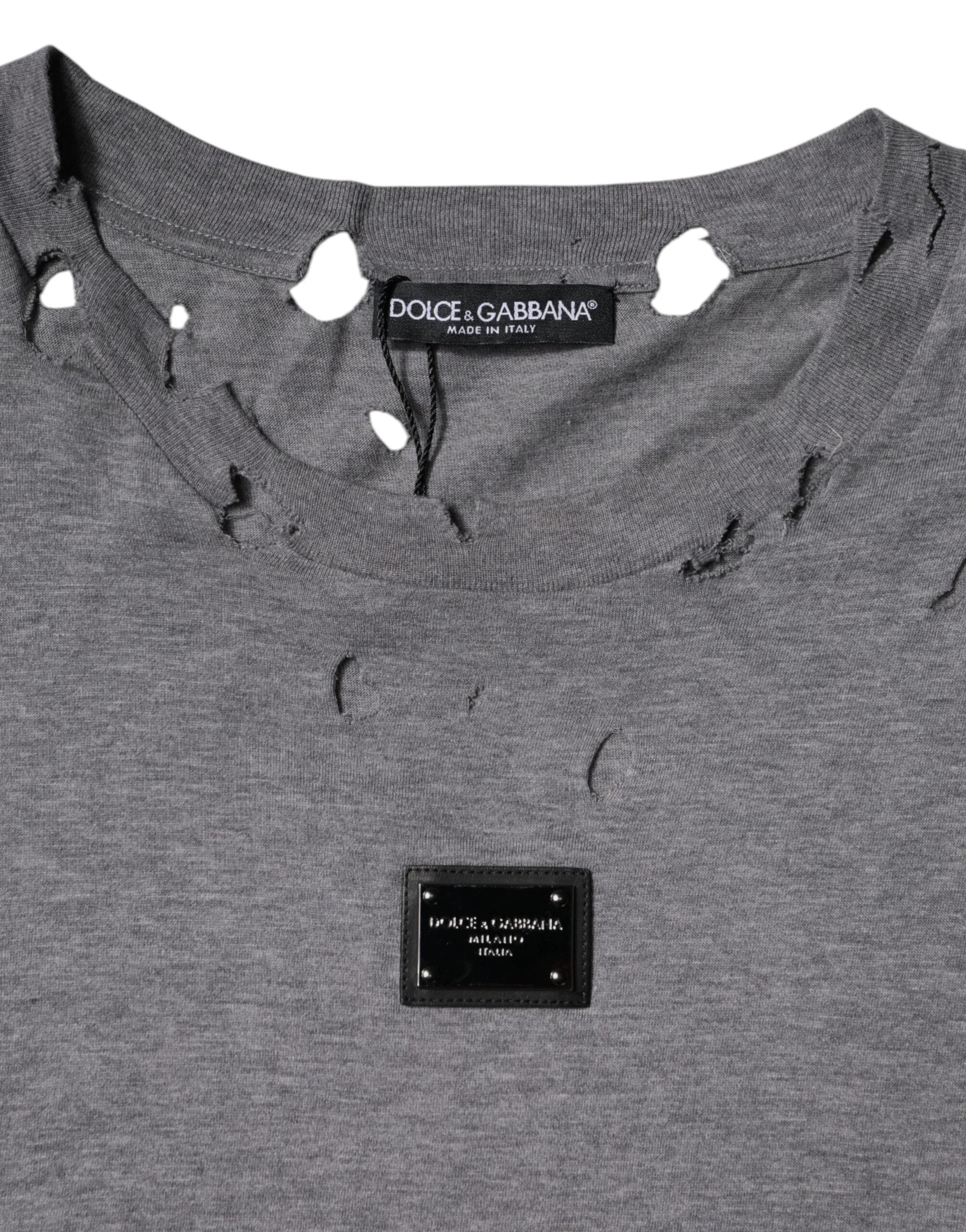Dolce & Gabbana Gray Logo Crew Neck Short Sleeves T-shirt by Dolce & Gabbana