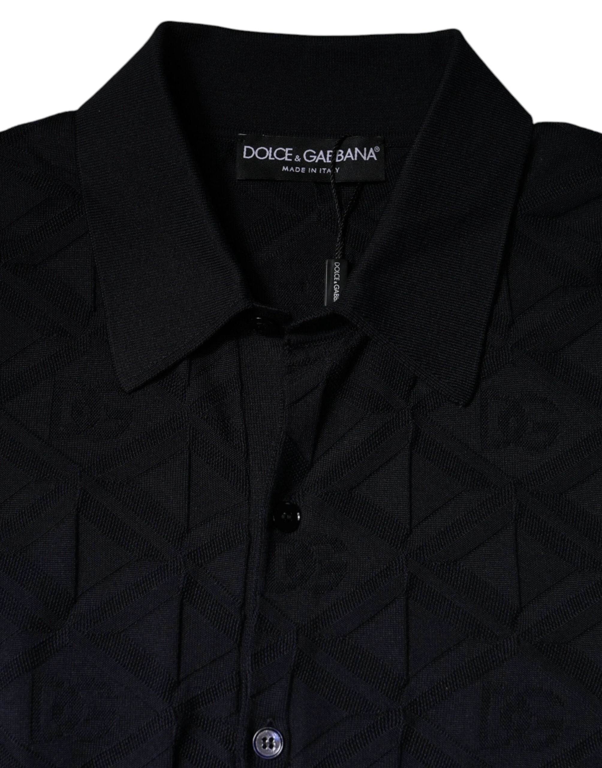 Dolce & Gabbana Black Silk Crew Neck Men Cardigan Sweater by Dolce & Gabbana