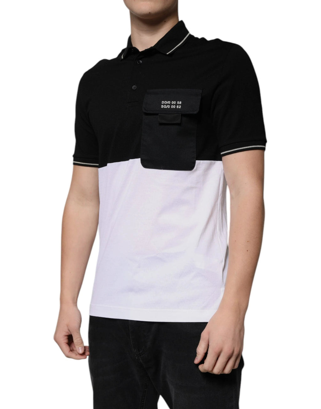 Dolce & Gabbana Black White Cotton Short Sleeves Polo T-shirt by Dolce & Gabbana