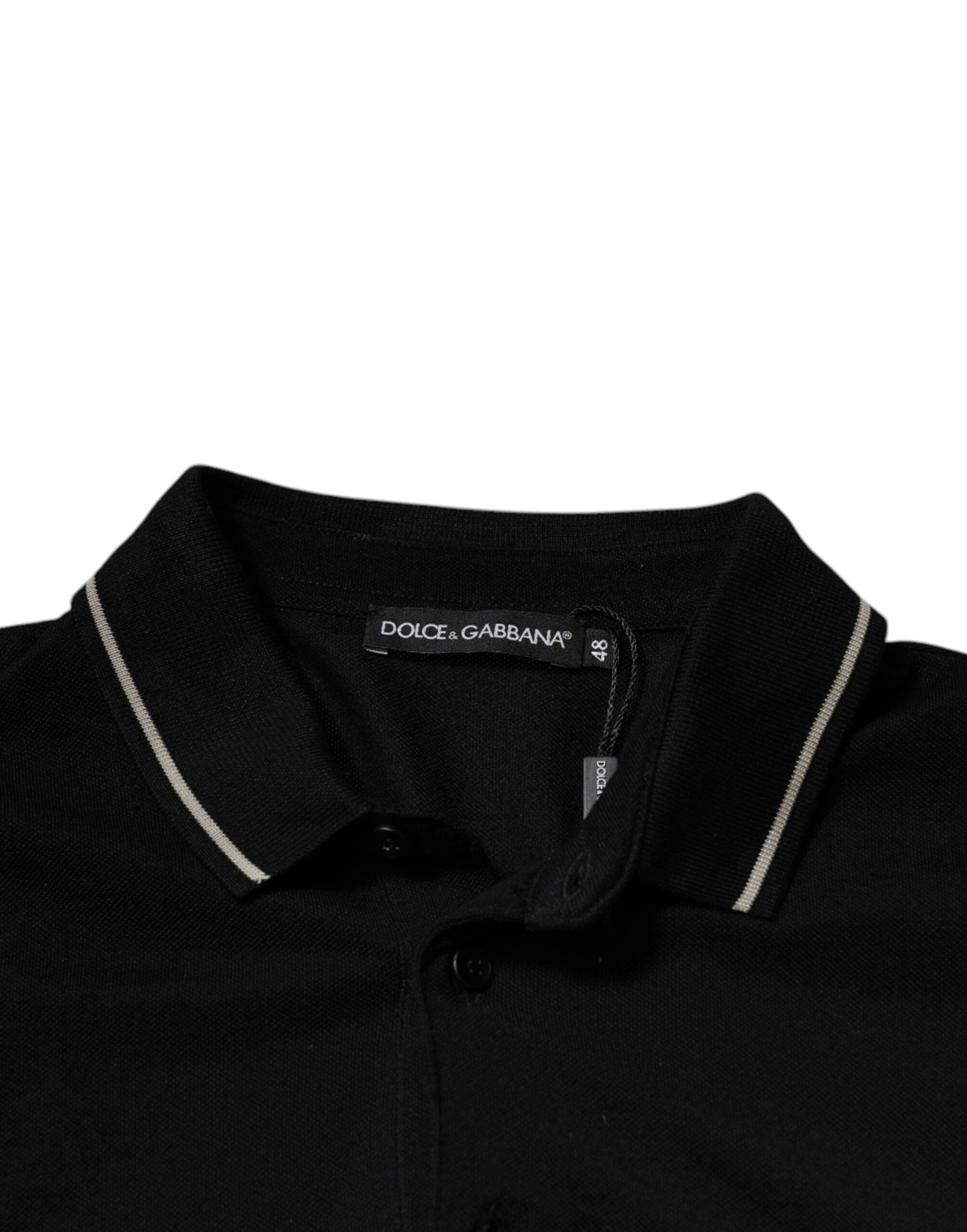 Dolce & Gabbana Black White Cotton Short Sleeves Polo T-shirt by Dolce & Gabbana