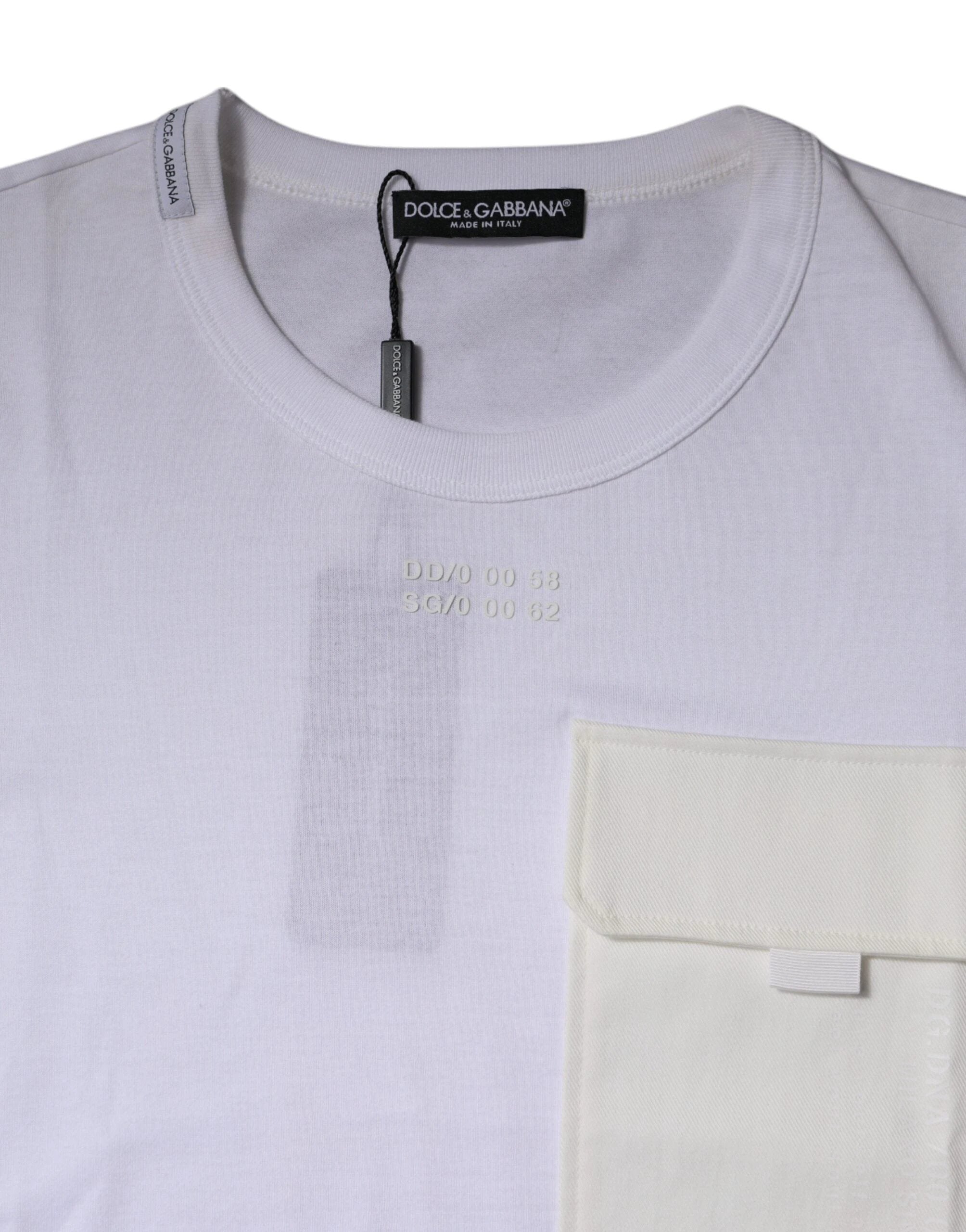 Dolce & Gabbana White Cotton Crew Neck Short Sleeves T-shirt by Dolce & Gabbana