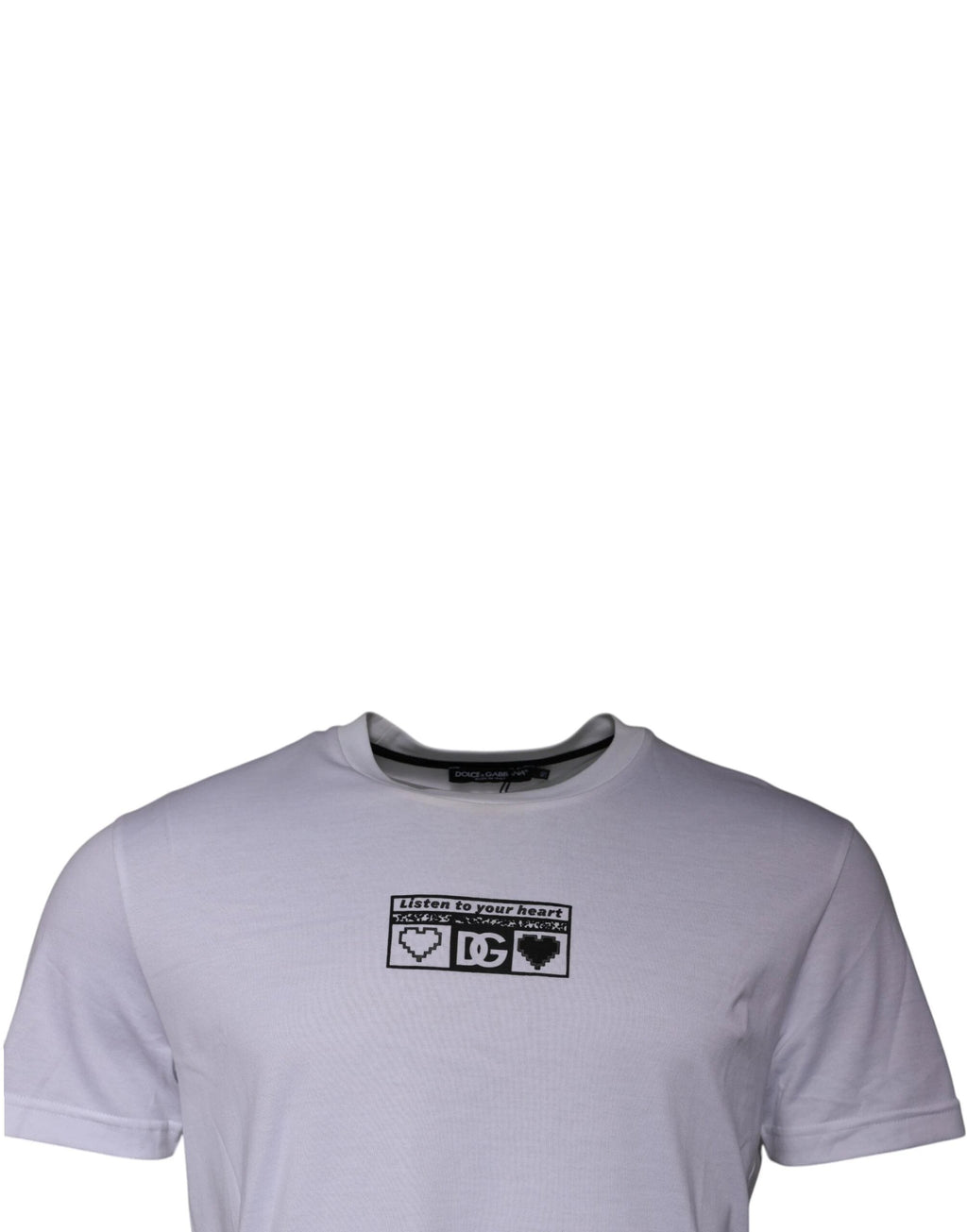 Dolce & Gabbana White Logo Print Cotton Crew Neck T-shirt by Dolce & Gabbana