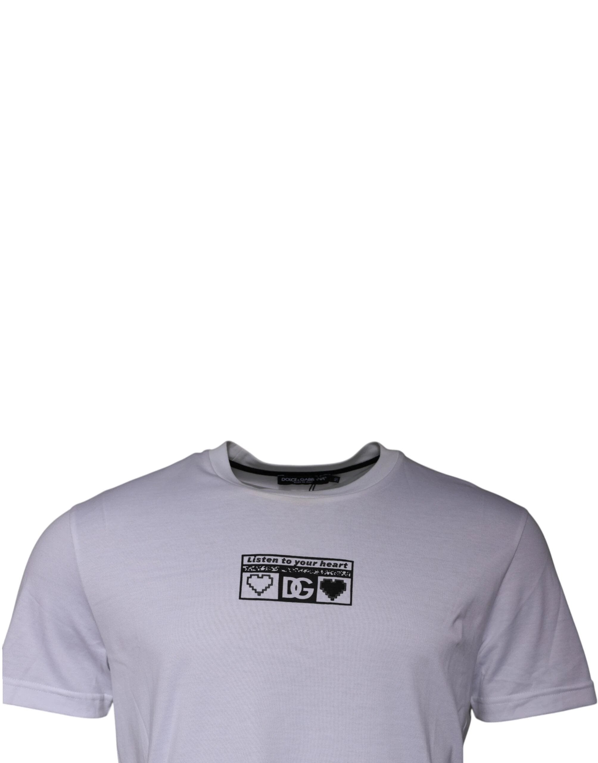 Dolce & Gabbana White Logo Print Cotton Crew Neck T-shirt by Dolce & Gabbana