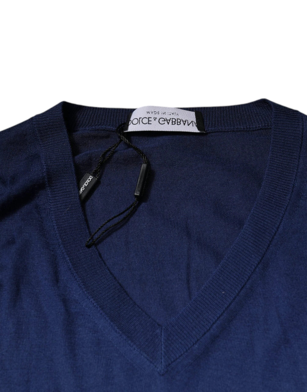 Dolce & Gabbana Navy Blue Cashmere V-neck Pullover Sweater by Dolce & Gabbana
