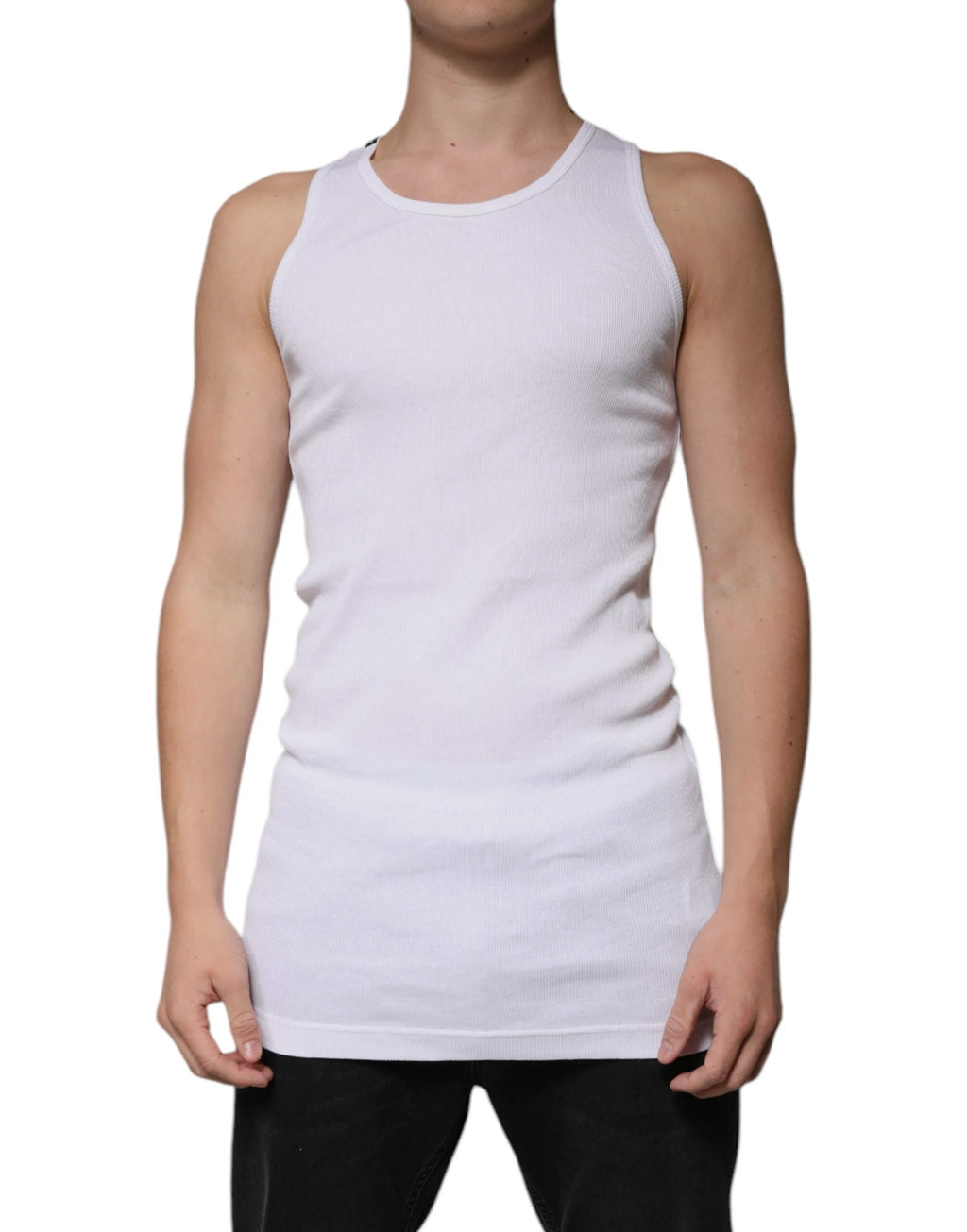 Dolce & Gabbana White Cotton Sleeveless Round Neck Tank T-shirt by Dolce & Gabbana