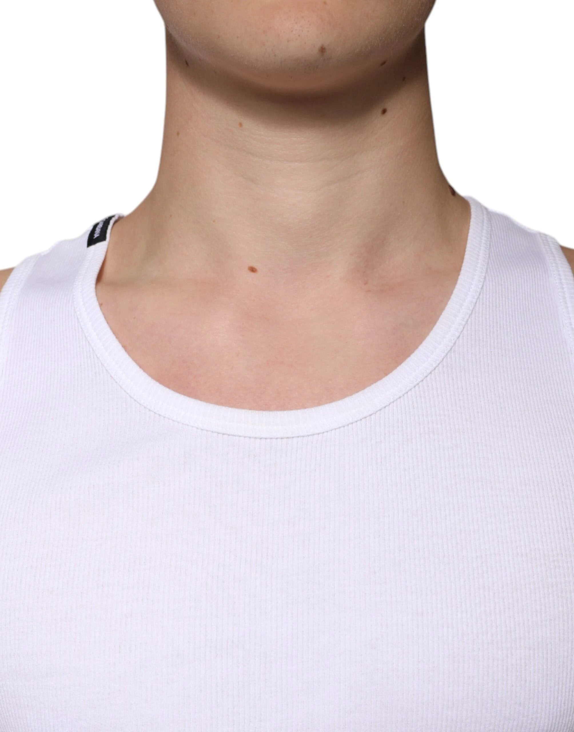 Dolce & Gabbana White Cotton Sleeveless Round Neck Tank T-shirt by Dolce & Gabbana