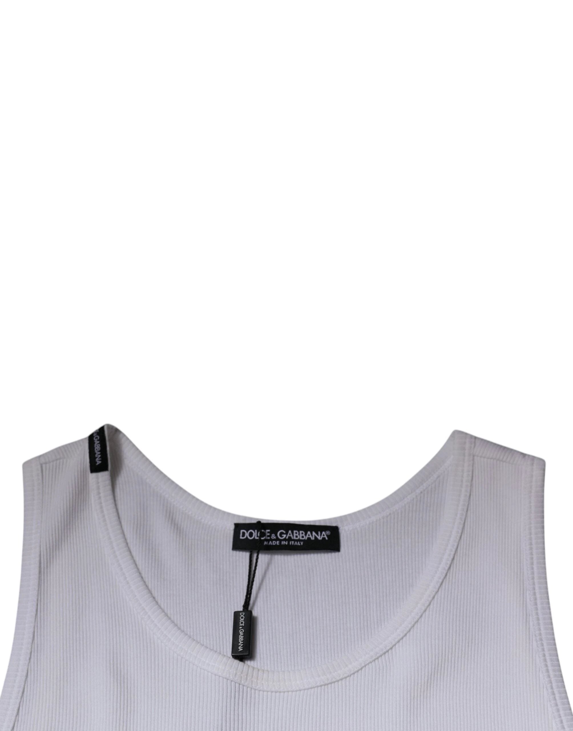 Dolce & Gabbana White Cotton Sleeveless Round Neck Tank T-shirt by Dolce & Gabbana
