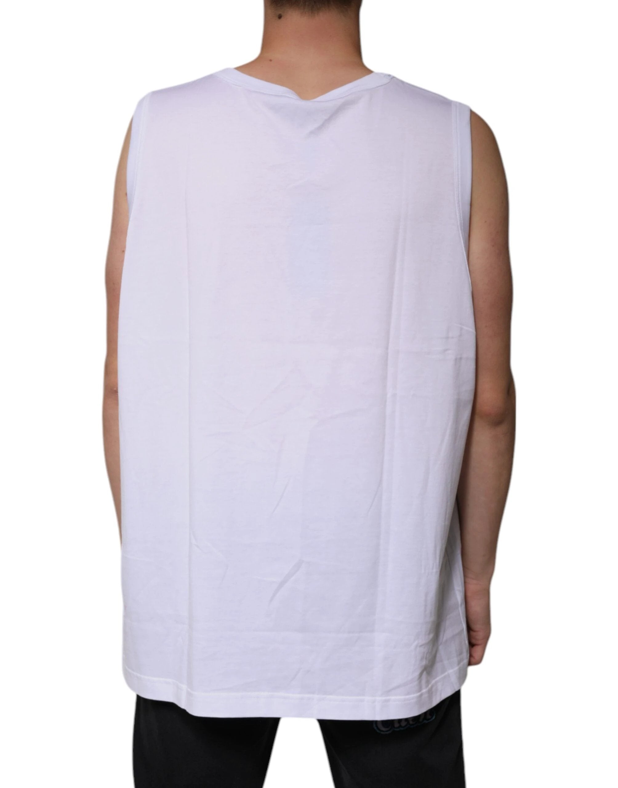 Dolce & Gabbana White Cotton Sleeveless Round Neck Tank T-shirt by Dolce & Gabbana