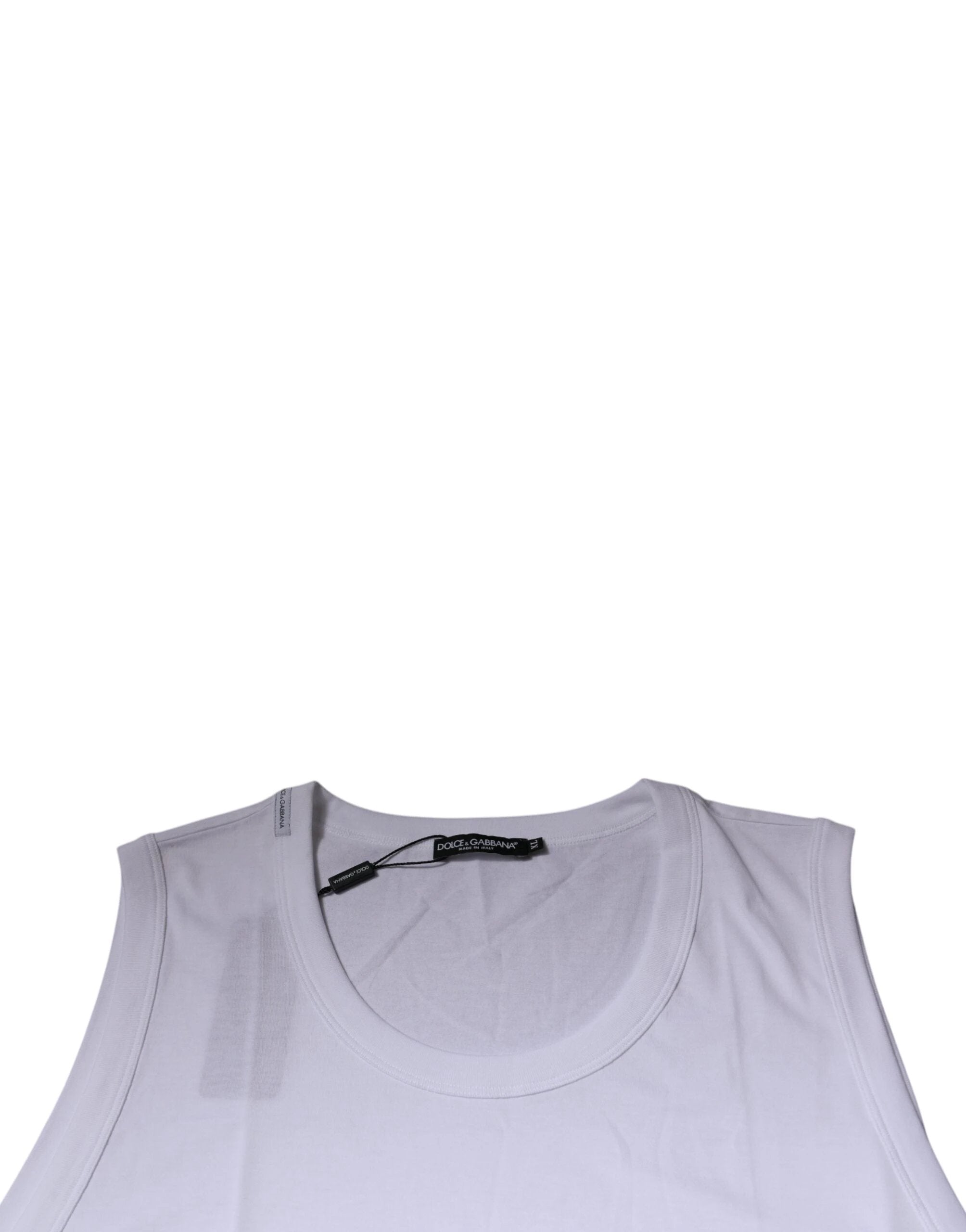Dolce & Gabbana White Cotton Sleeveless Round Neck Tank T-shirt by Dolce & Gabbana