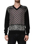 Dolce & Gabbana Black Logo Wool V-neck Pullover Sweater by Dolce & Gabbana