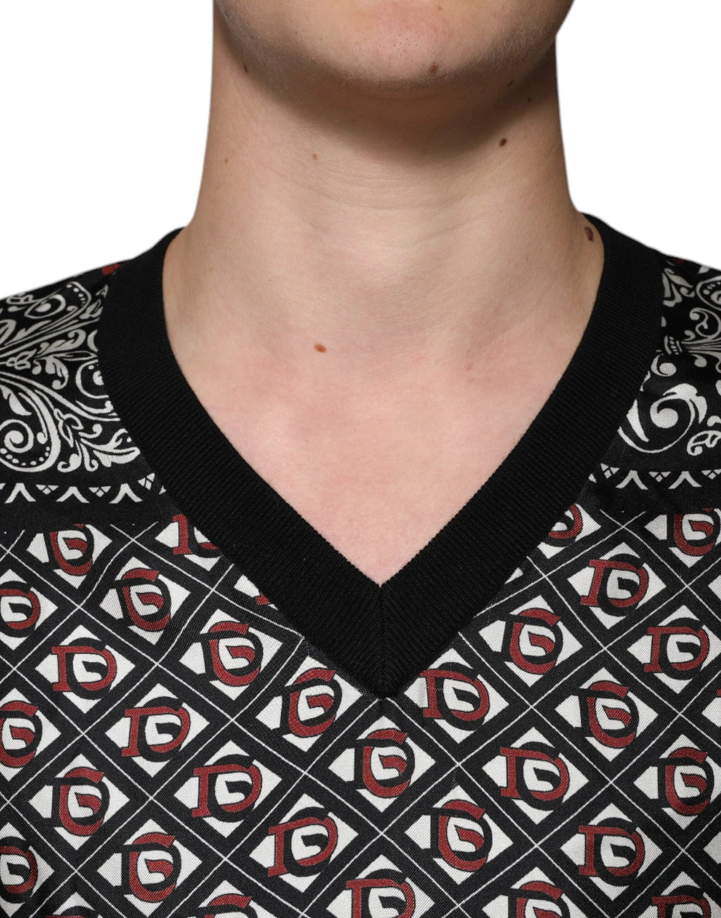Dolce & Gabbana Black Logo Wool V-neck Pullover Sweater by Dolce & Gabbana