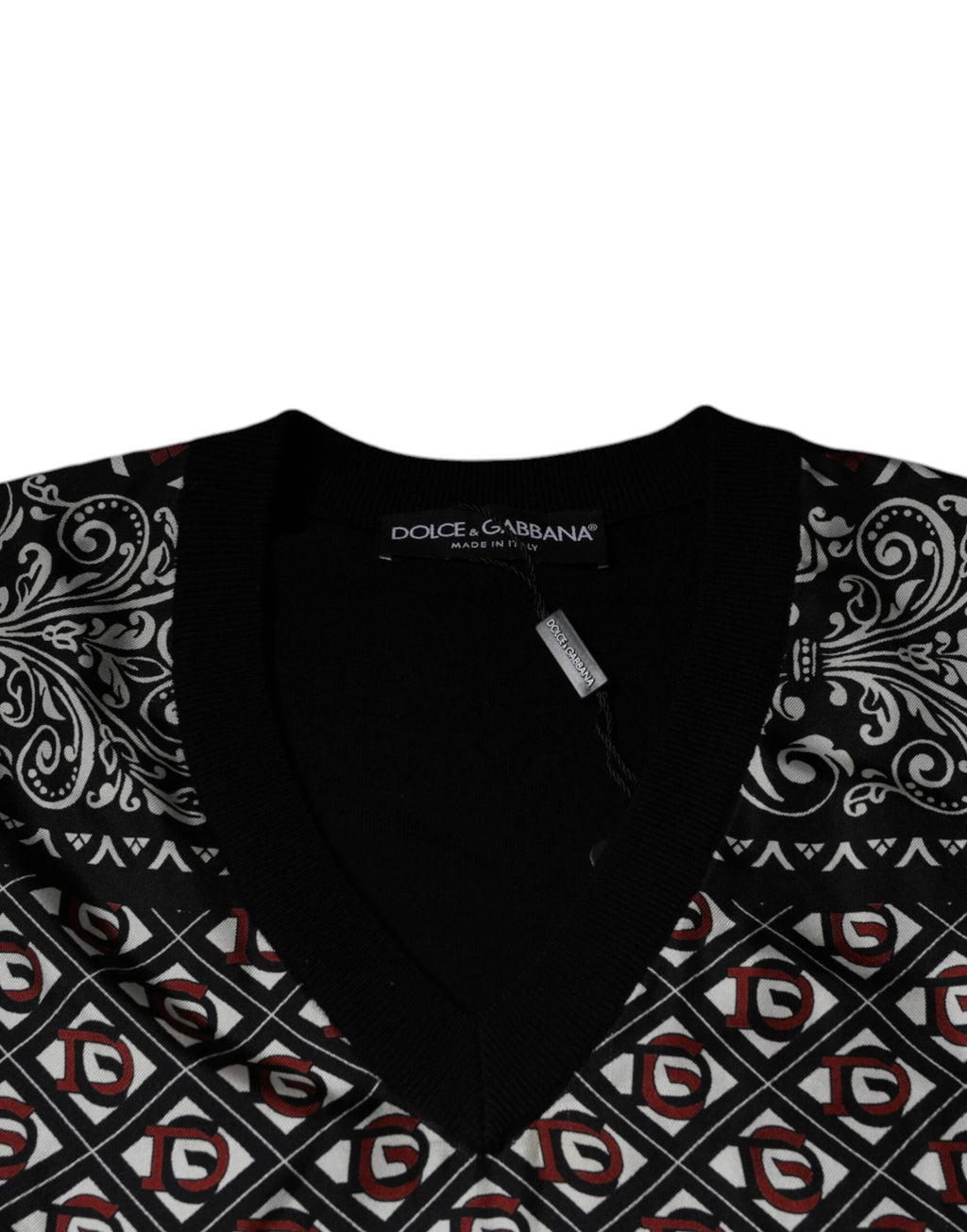 Dolce & Gabbana Black Logo Wool V-neck Pullover Sweater by Dolce & Gabbana