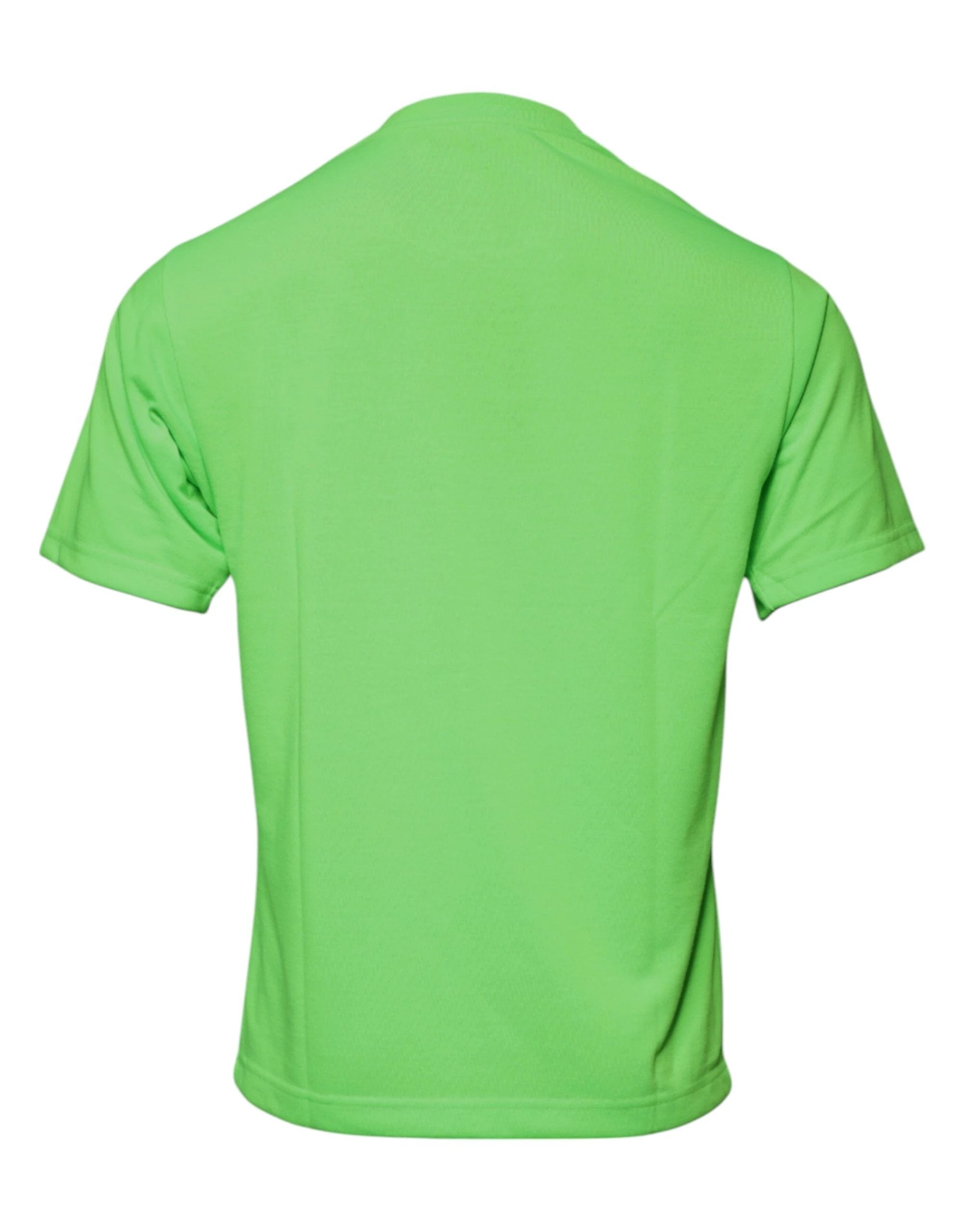 Dolce & Gabbana Green Logo Polyester Crew Neck T-shirt by Dolce & Gabbana