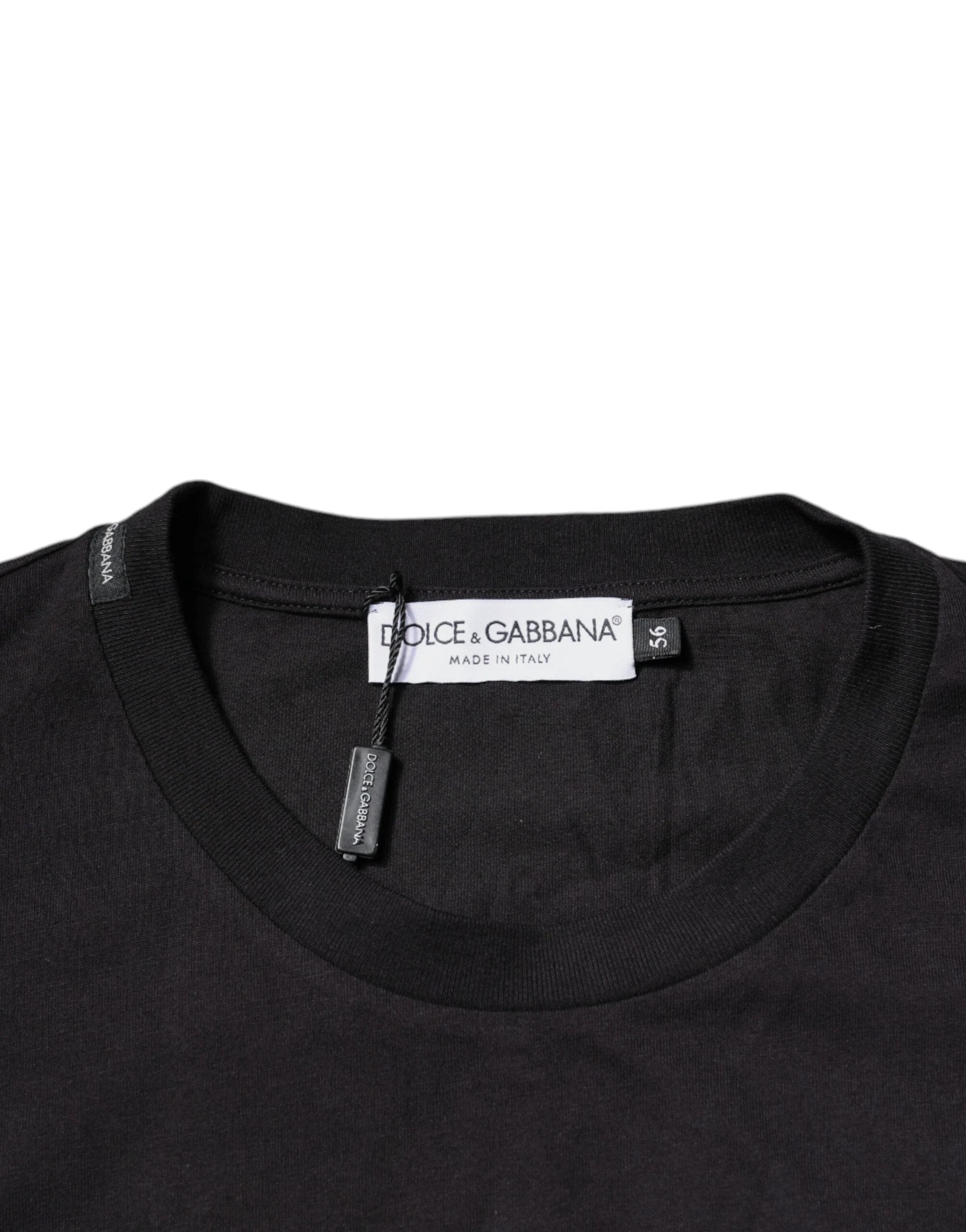 Dolce & Gabbana Black Logo Print Cotton Crew Neck T-shirt by Dolce & Gabbana