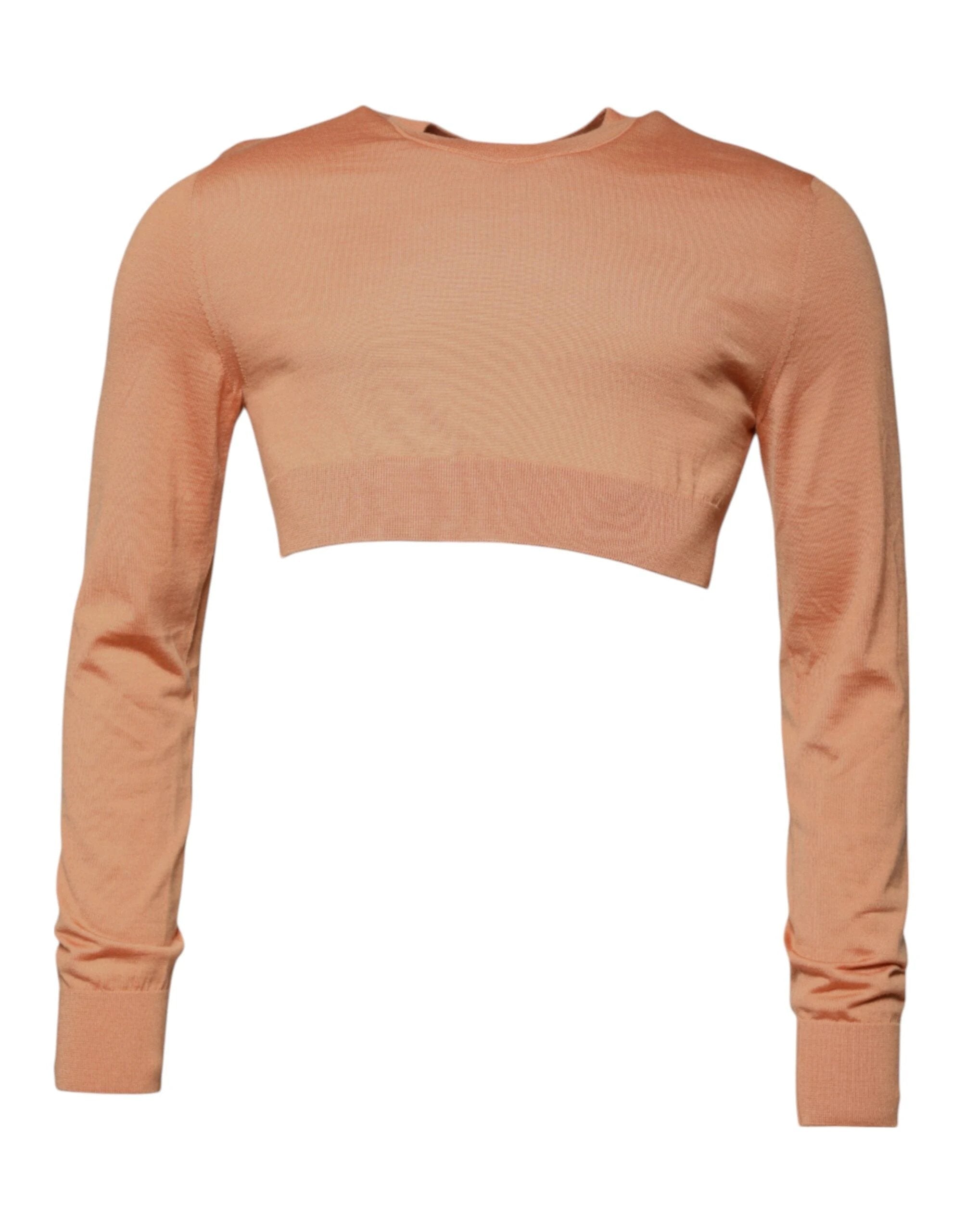 Dolce & Gabbana Beige Wool Crewneck Pullover Cropped Sweater by Dolce & Gabbana
