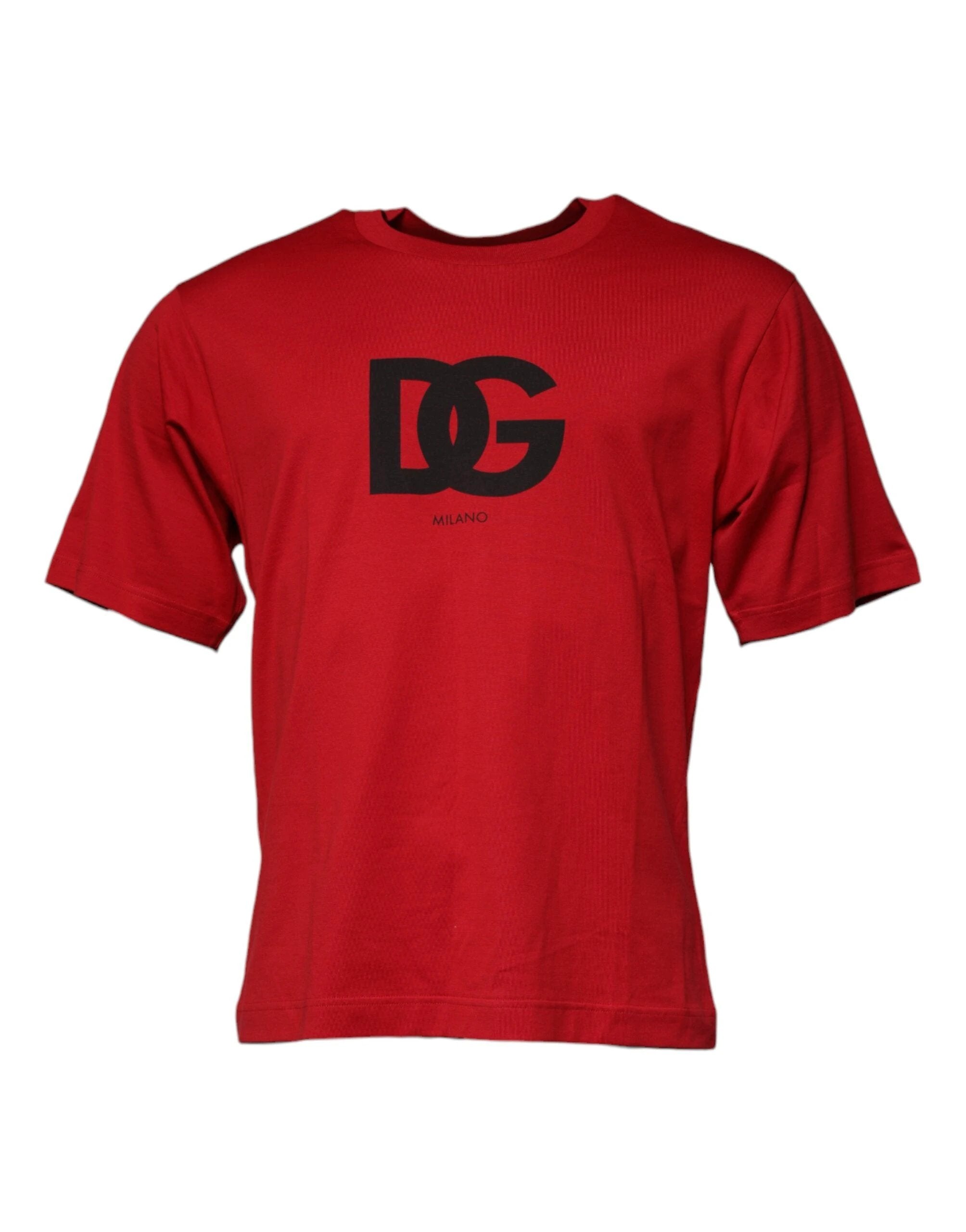 Dolce & Gabbana Red Logo Print Cotton Crew Neck T-shirt by Dolce & Gabbana