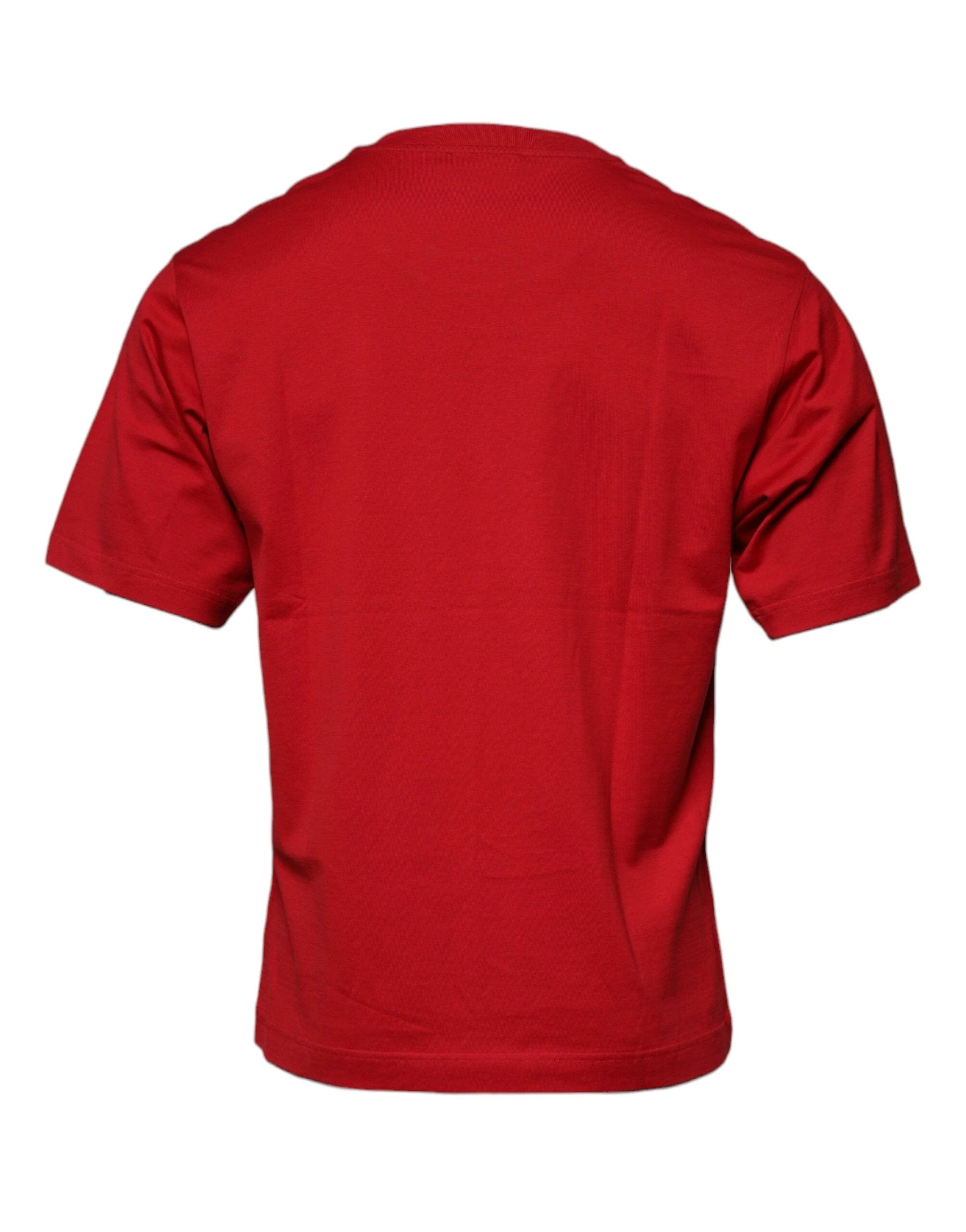 Dolce & Gabbana Red Logo Print Cotton Crew Neck T-shirt by Dolce & Gabbana