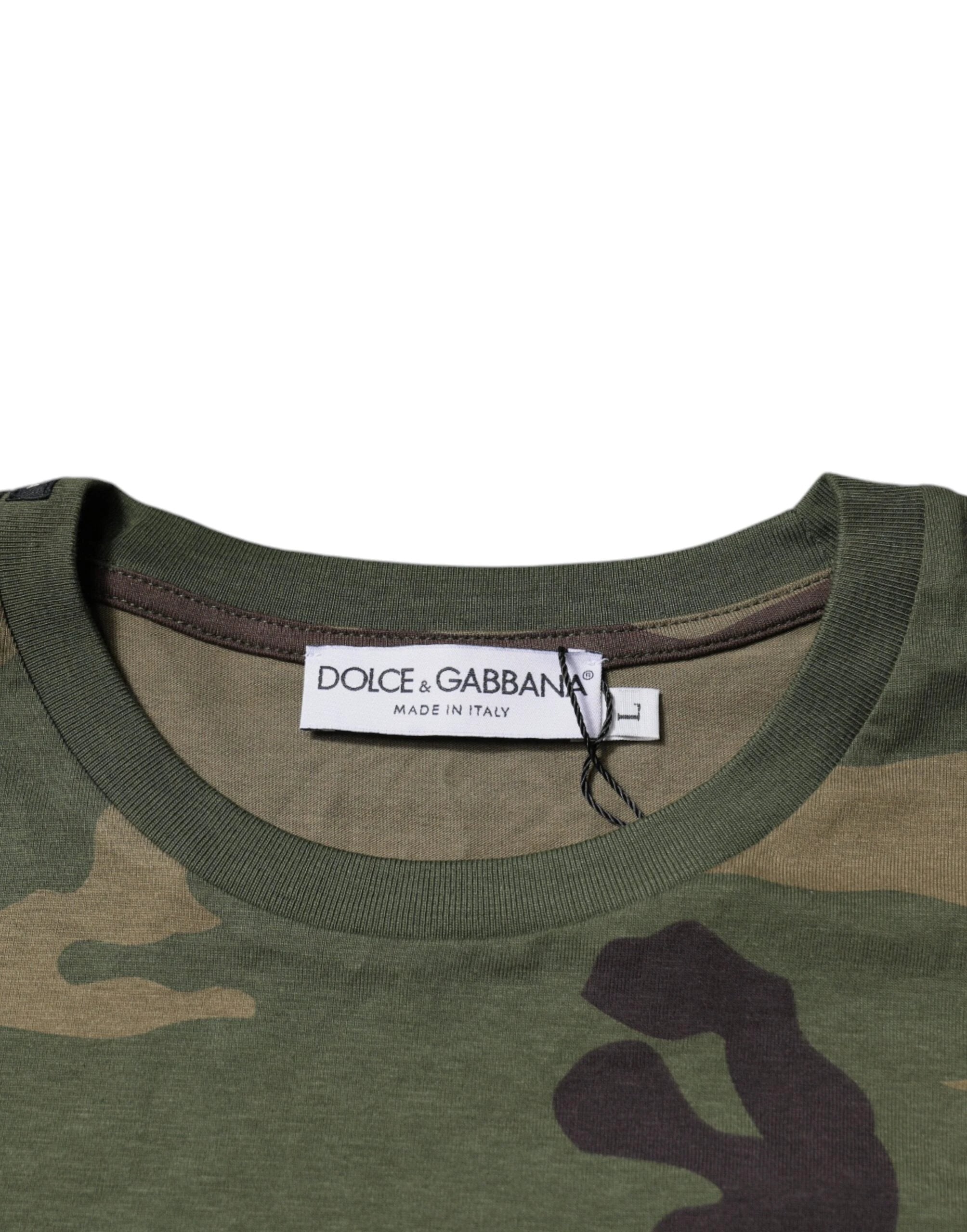 Dolce & Gabbana Multicolor Camouflage Cotton Crew Neck T-shirt by Dolce & Gabbana