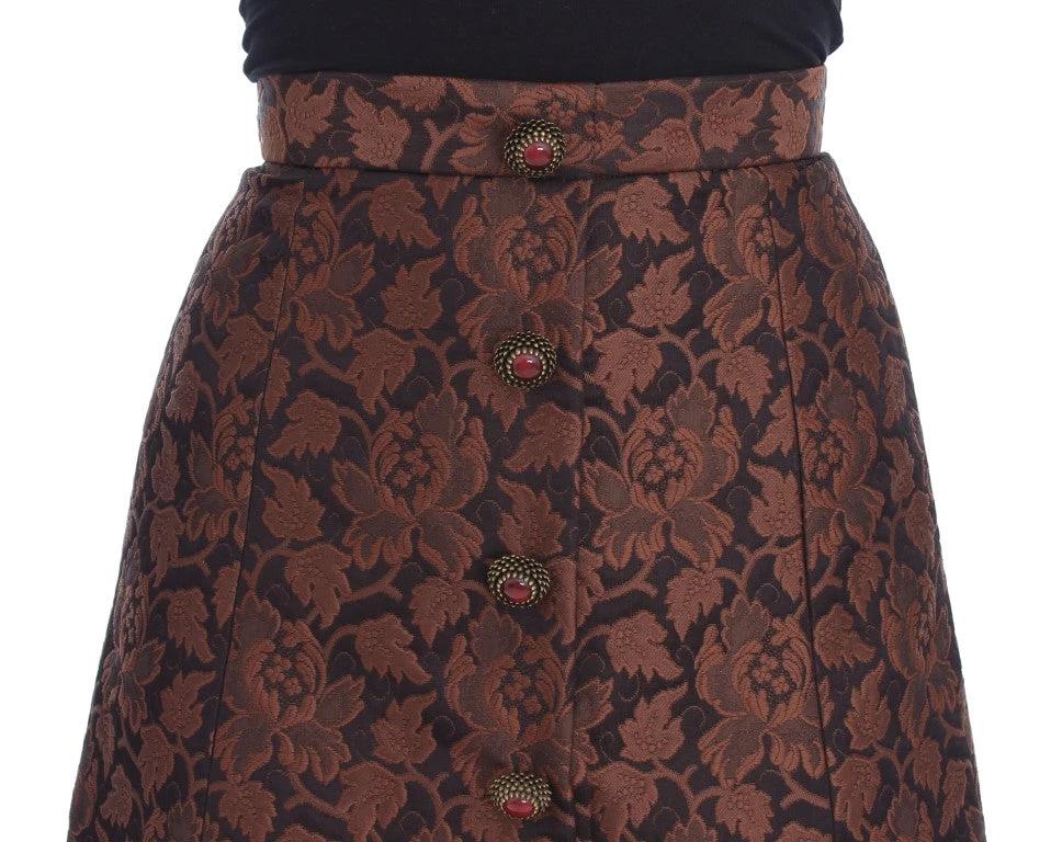 Dolce & Gabbana Brown Floral Brocade Mini Bubble Skirt by Dolce & Gabbana