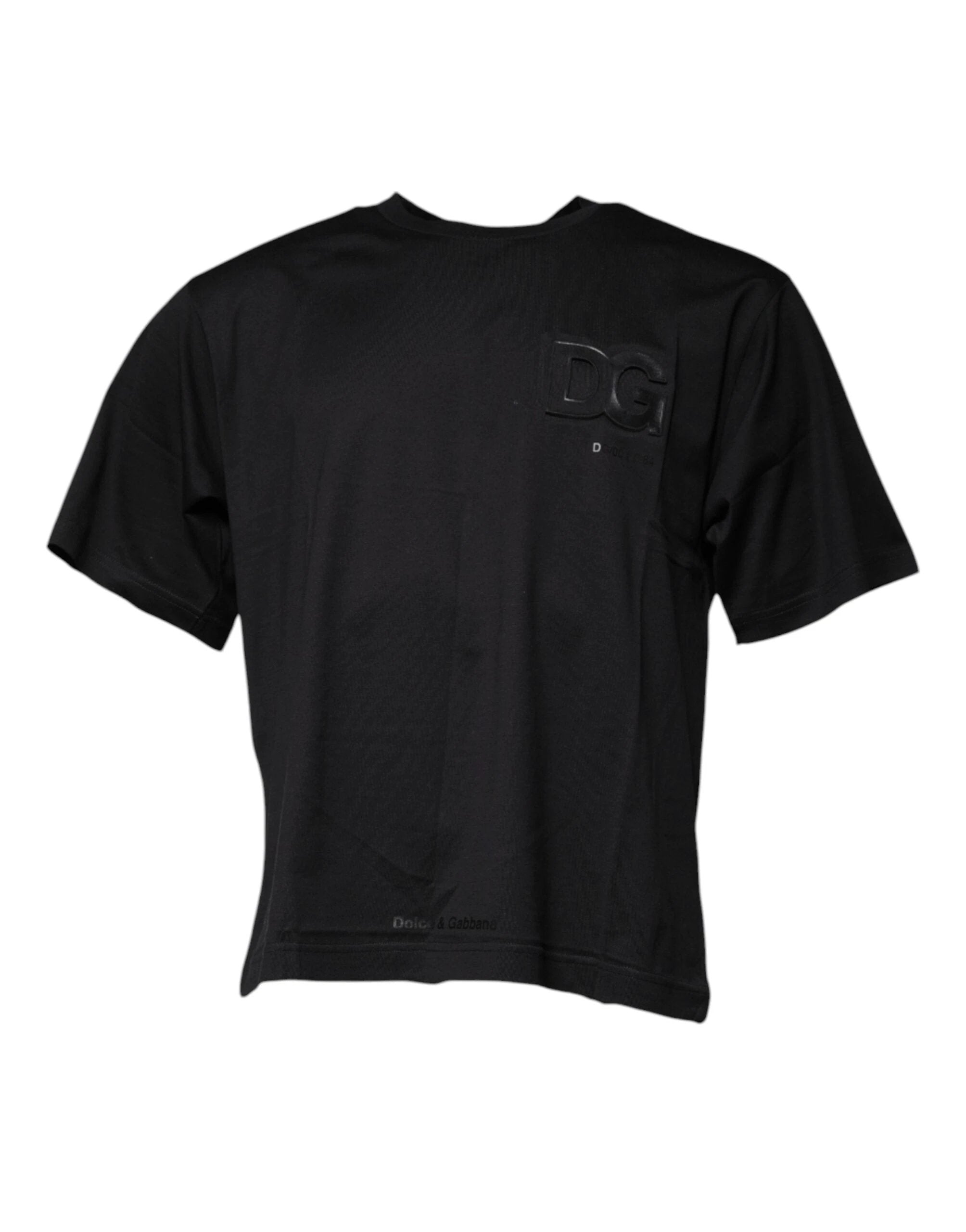 Dolce & Gabbana Black DG Logo Print Cotton Crew Neck T-shirt by Dolce & Gabbana