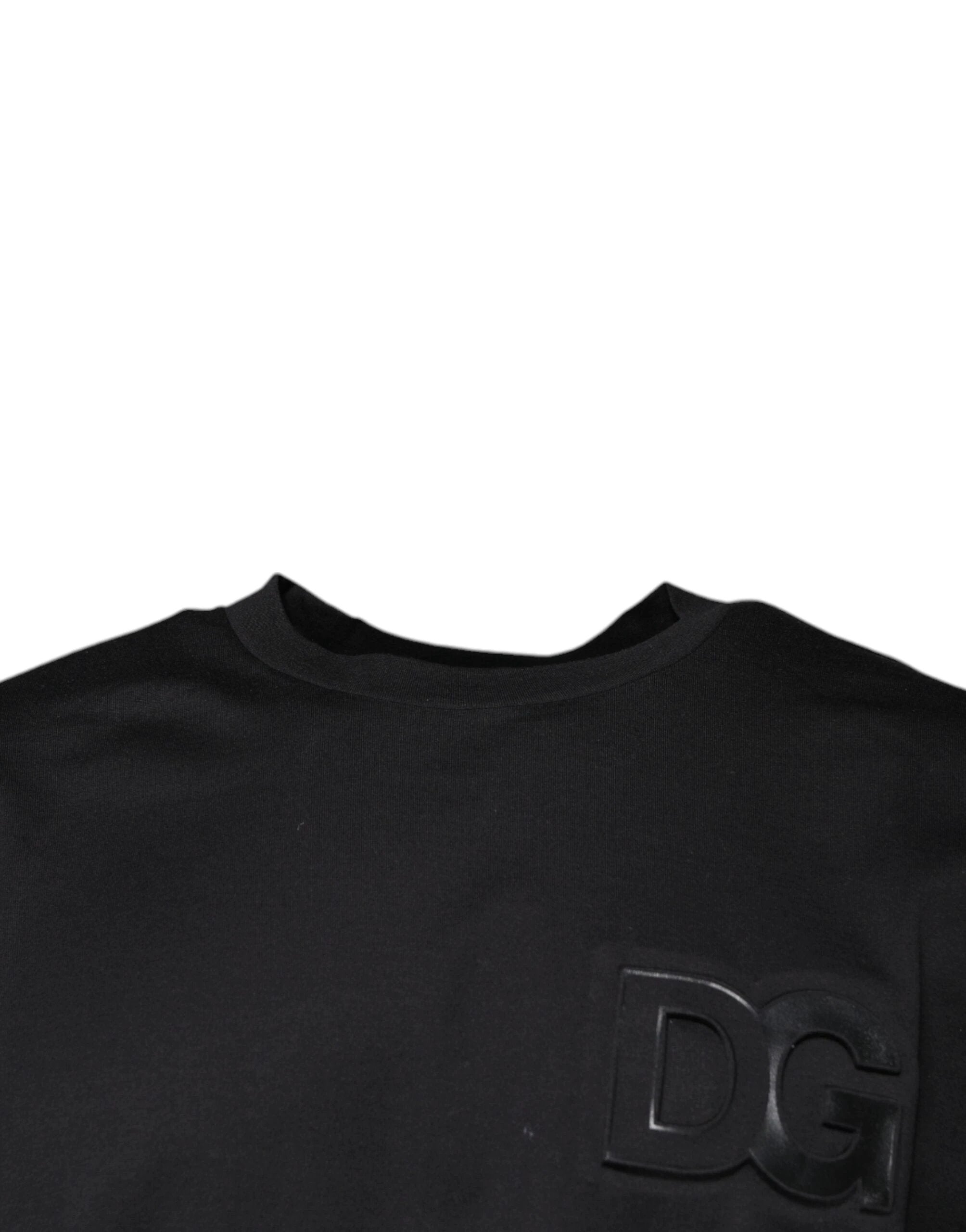 Dolce & Gabbana Black DG Logo Print Cotton Crew Neck T-shirt by Dolce & Gabbana