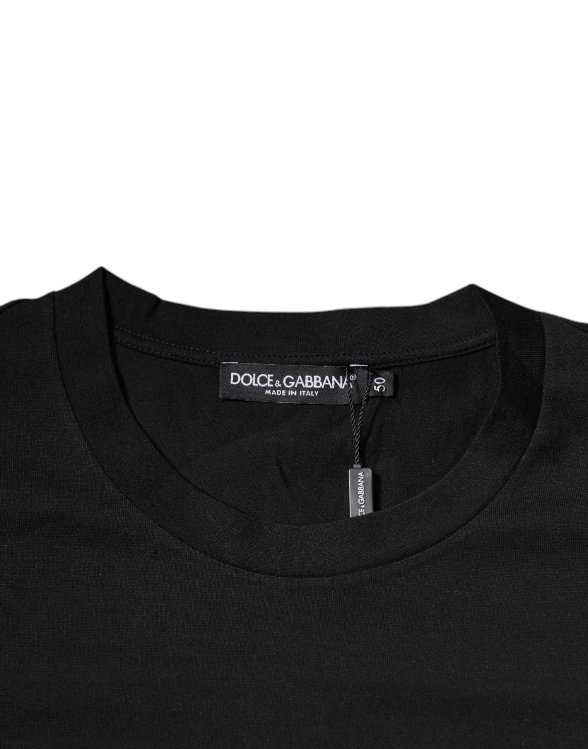 Dolce & Gabbana Black DG Logo Print Cotton Crew Neck T-shirt by Dolce & Gabbana