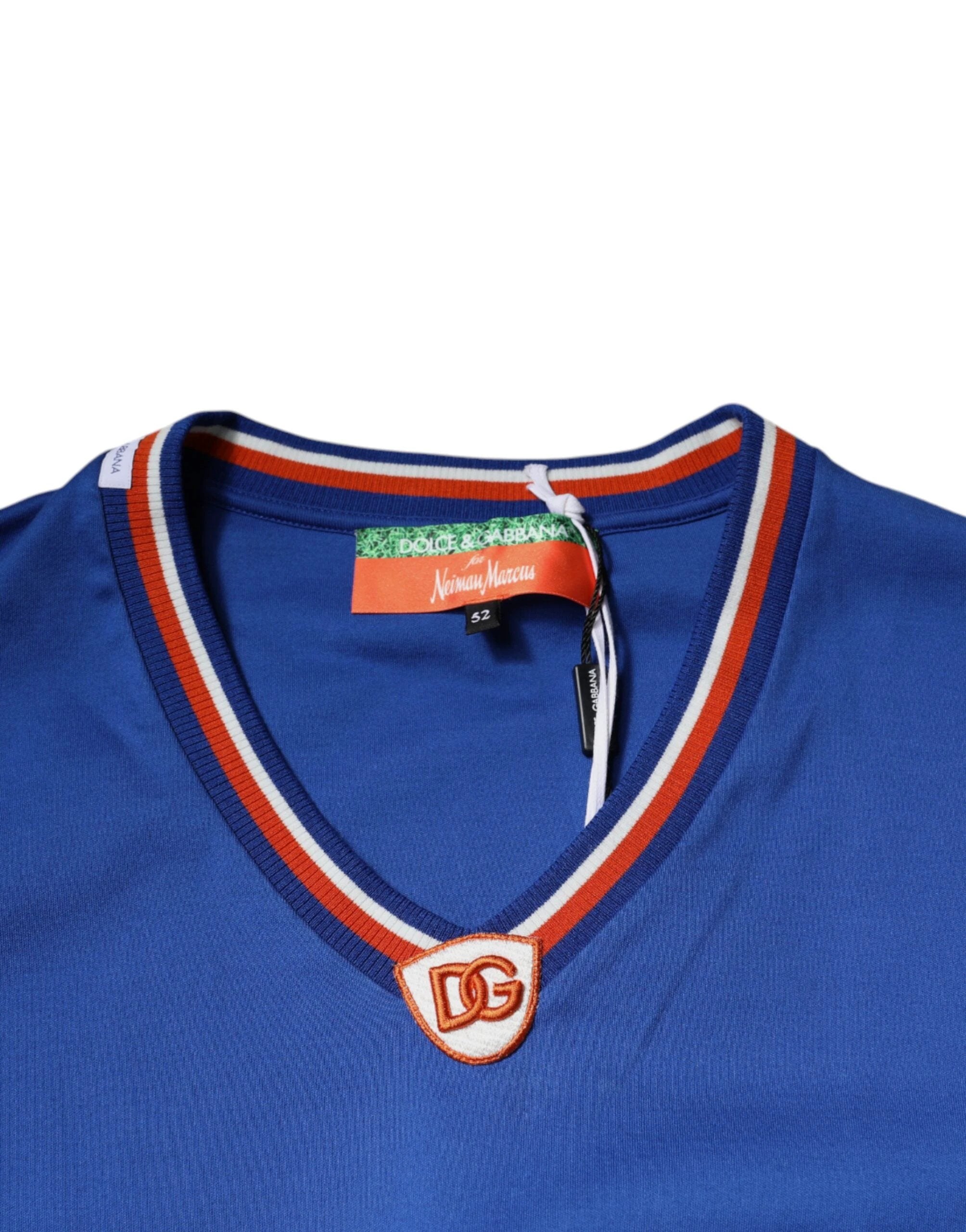 Dolce & Gabbana Blue Logo V-neck Short Sleeve T-shirt by Dolce & Gabbana