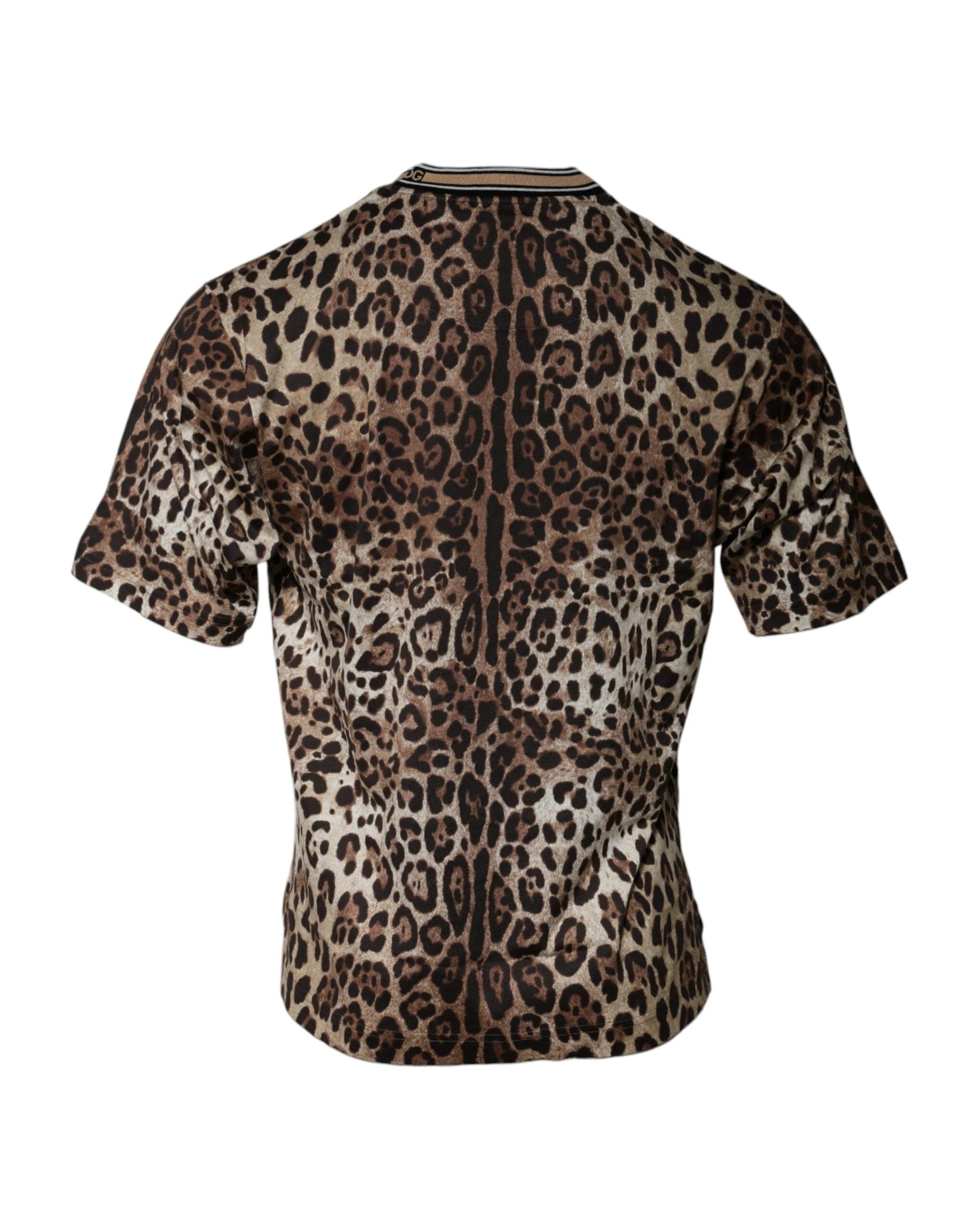 Dolce & Gabbana Brown Leopard Crew Neck Short Sleeve T-shirt by Dolce & Gabbana