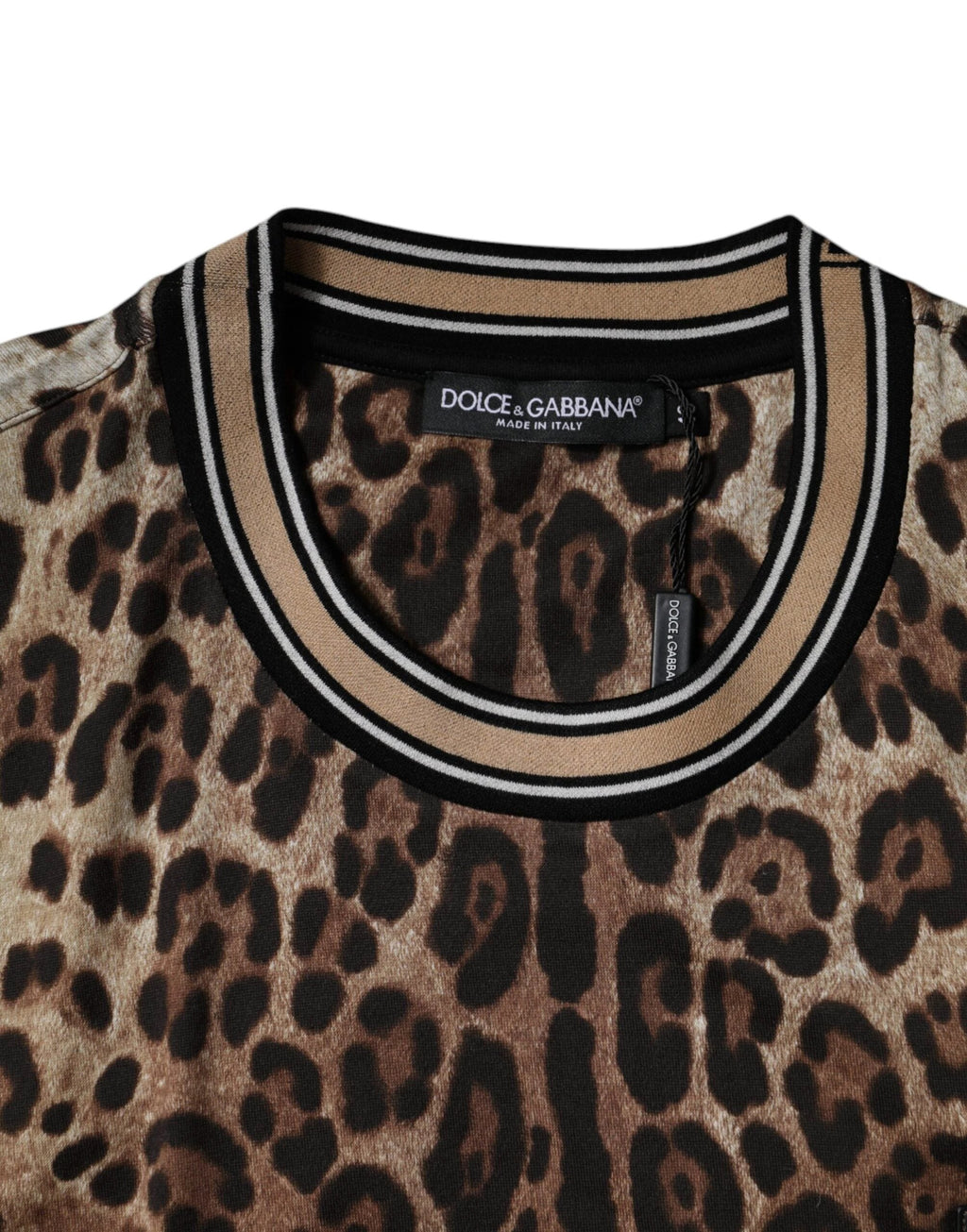 Dolce & Gabbana Brown Leopard Crew Neck Short Sleeve T-shirt by Dolce & Gabbana