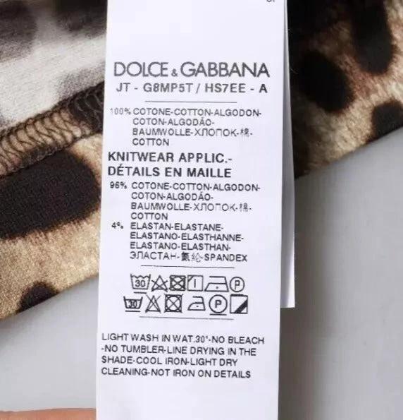 Dolce & Gabbana Brown Leopard Crew Neck Short Sleeve T-shirt by Dolce & Gabbana