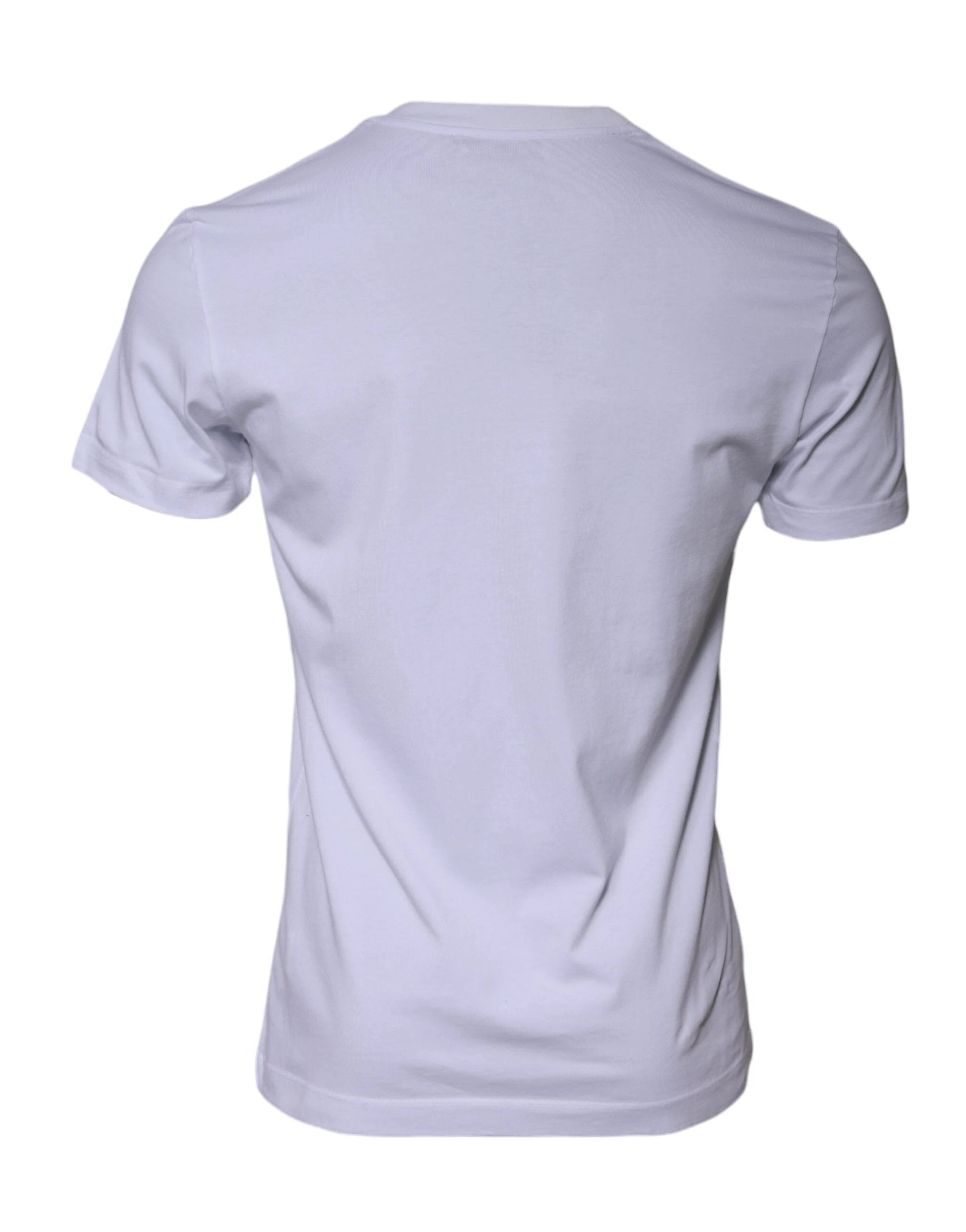 Dolce & Gabbana White Logo Print Cotton Crew Neck T-shirt by Dolce & Gabbana