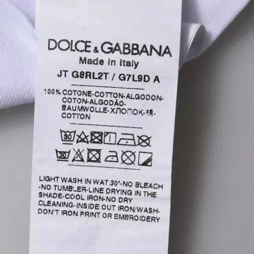 Dolce & Gabbana White Logo Print Cotton Crew Neck T-shirt by Dolce & Gabbana