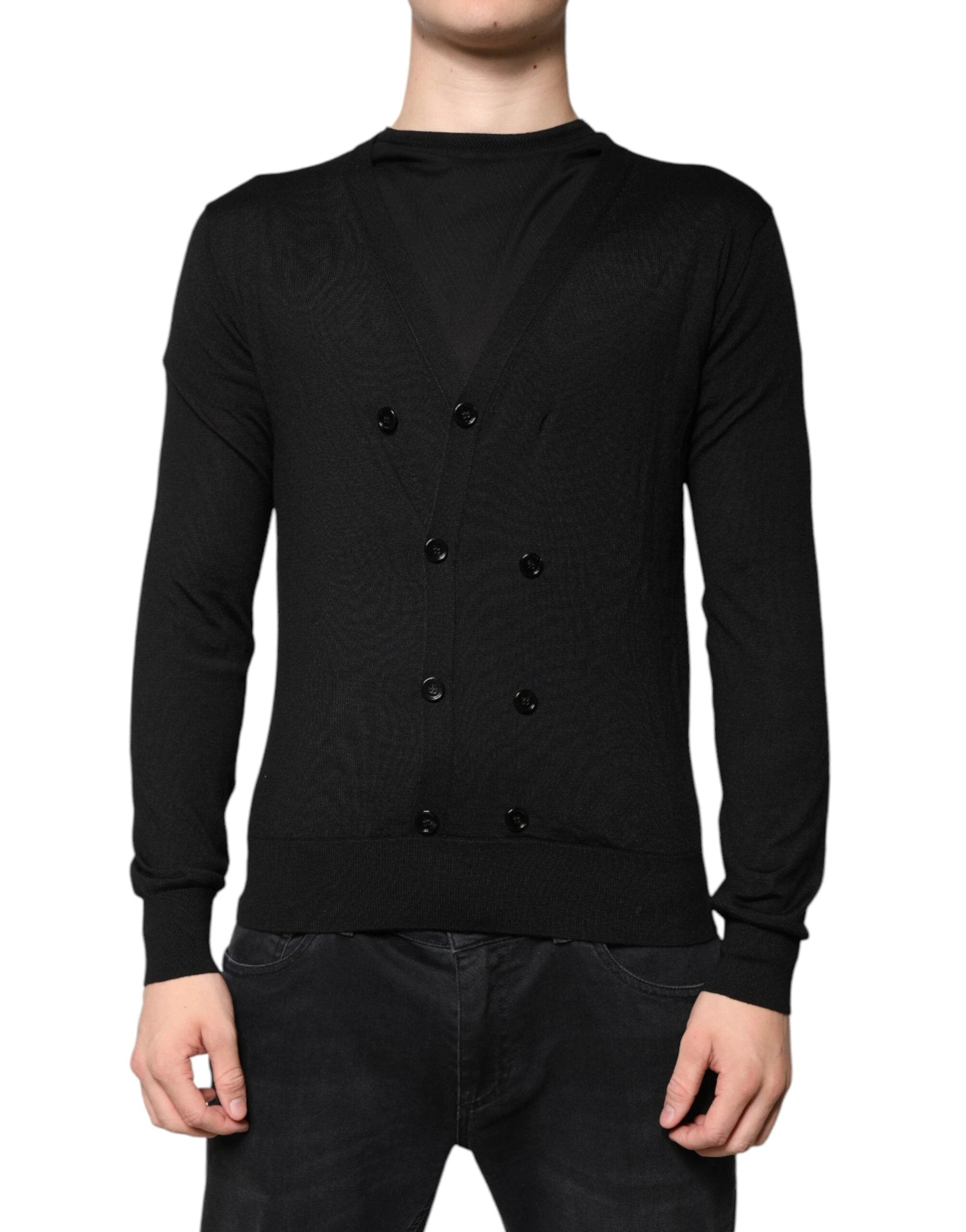 Dolce & Gabbana Black Cashmere Button Down Cardigan Sweater by Dolce & Gabbana