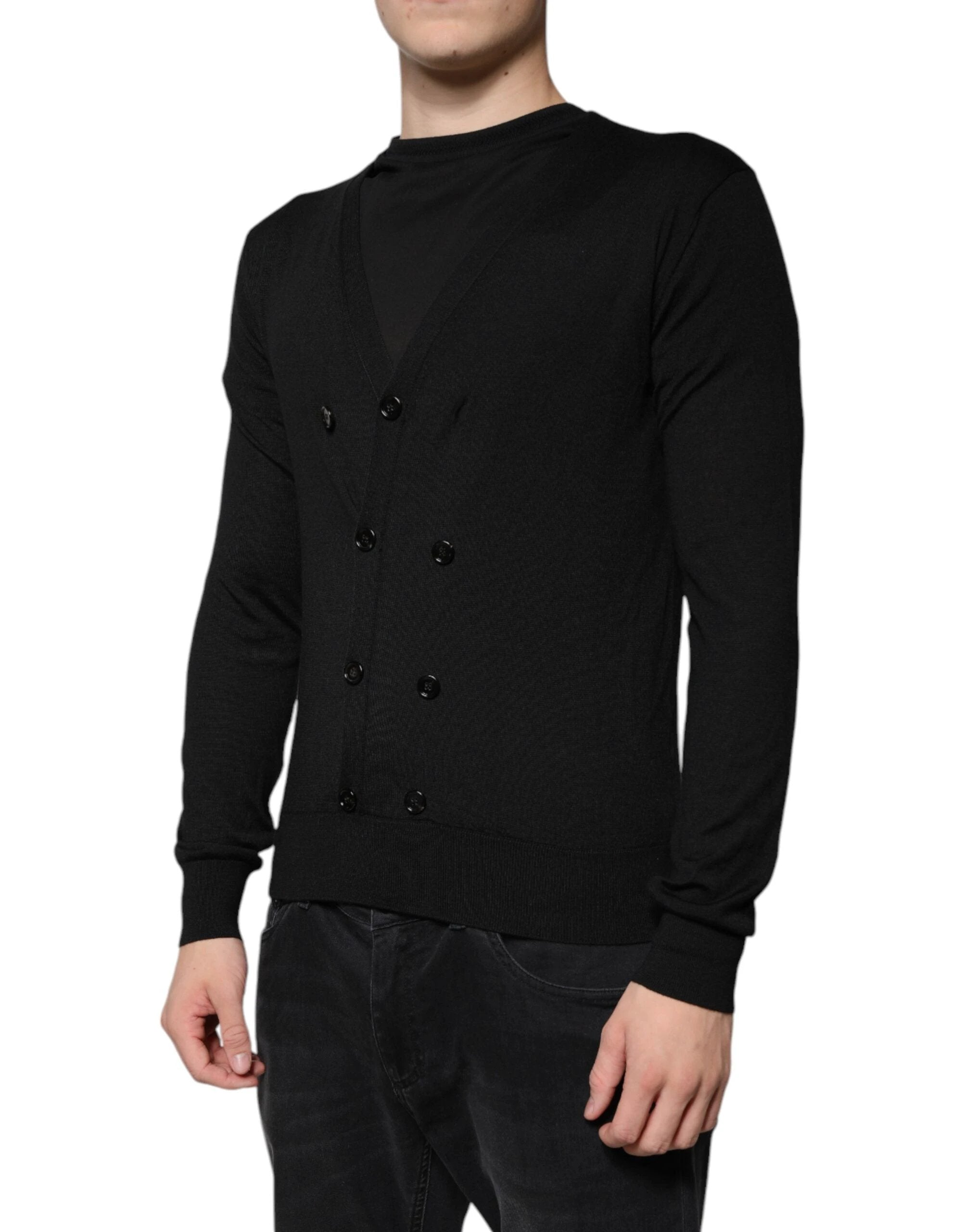 Dolce & Gabbana Black Cashmere Button Down Cardigan Sweater by Dolce & Gabbana