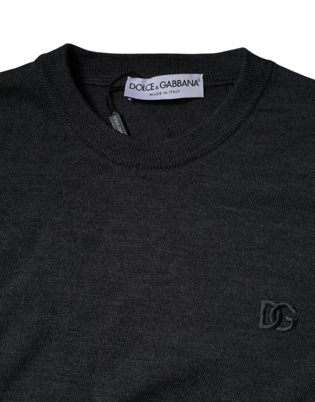 Dolce & Gabbana Dark Gray DG Logo Crew Neck Pullover Sweater by Dolce & Gabbana