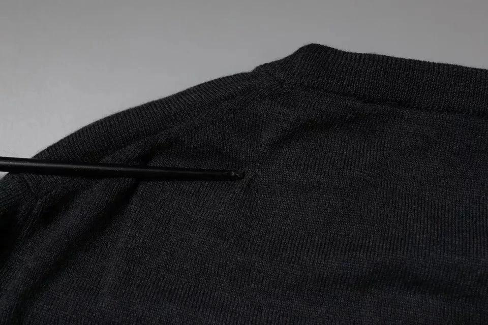 Dolce & Gabbana Dark Gray DG Logo Crew Neck Pullover Sweater by Dolce & Gabbana