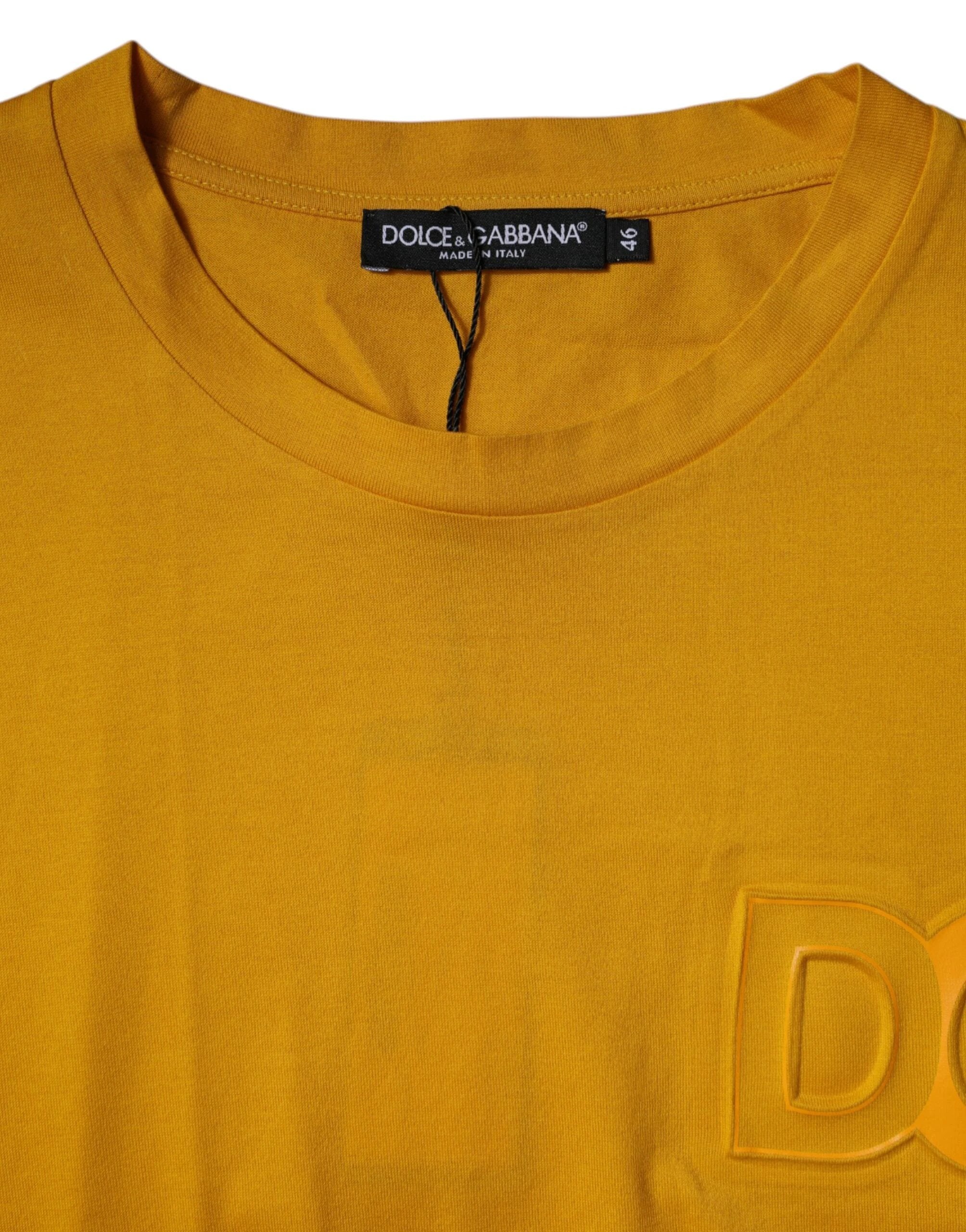Dolce & Gabbana Dark Yellow Logo Crew Neck Short Sleeves T-shirt by Dolce & Gabbana
