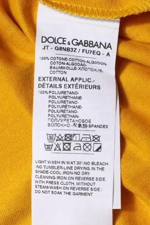 Dolce & Gabbana Dark Yellow Logo Crew Neck Short Sleeves T-shirt by Dolce & Gabbana