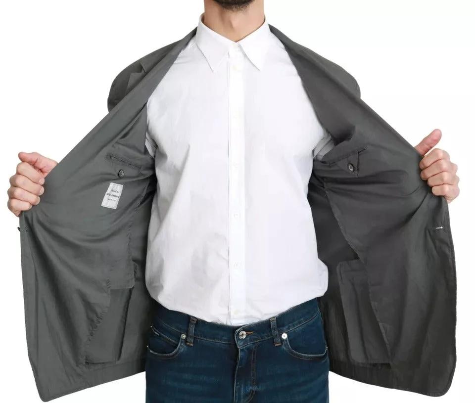 Dolce & Gabbana Gray Cotton Single Breasted Formal Blazer by Dolce & Gabbana