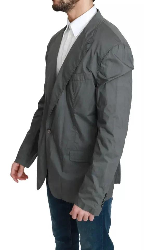 Dolce & Gabbana Gray Cotton Single Breasted Formal Blazer by Dolce & Gabbana