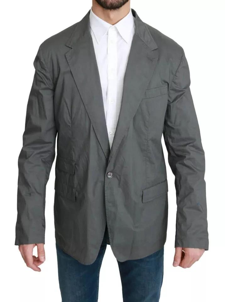 Dolce & Gabbana Gray Cotton Single Breasted Formal Blazer by Dolce & Gabbana