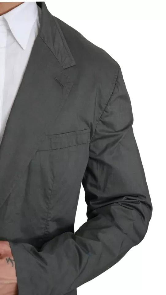 Dolce & Gabbana Gray Cotton Single Breasted Formal Blazer by Dolce & Gabbana