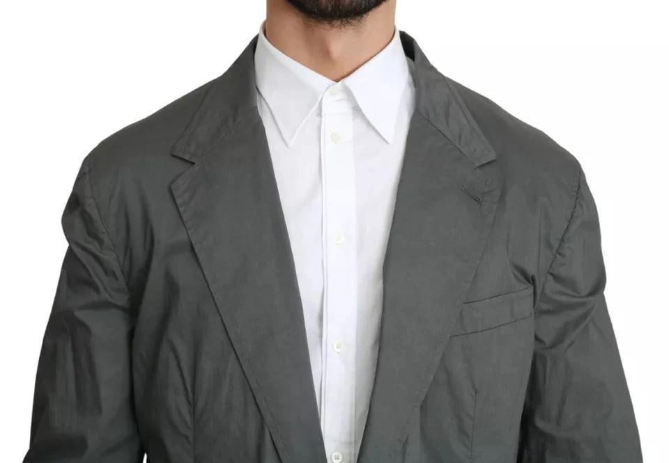 Dolce & Gabbana Gray Cotton Single Breasted Formal Blazer by Dolce & Gabbana