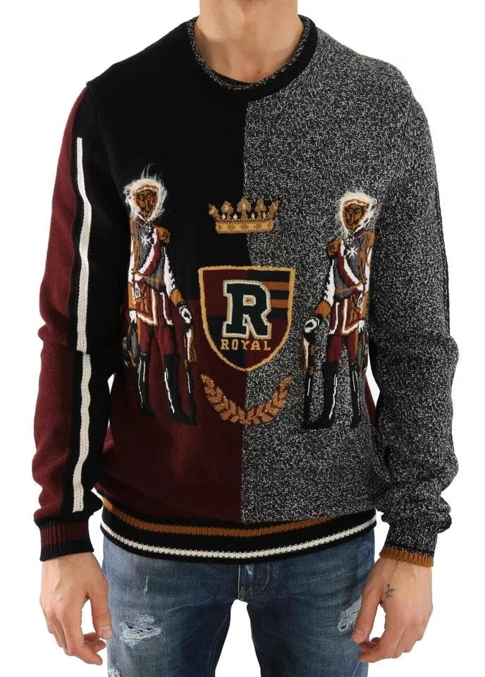 Dolce & Gabbana Multicolor KING Knight Monkey Knitted Cashmere Wool Sweater by Dolce & Gabbana