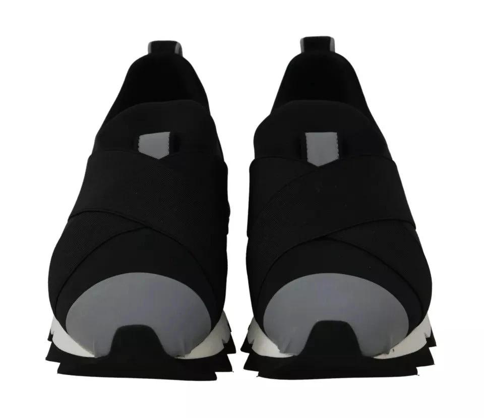 Dolce & Gabbana Black Shark Neoprene Stretch Sneakers Shoes by Dolce & Gabbana