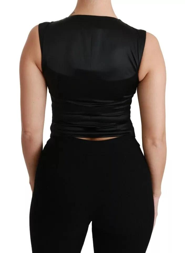 Dolce & Gabbana Black Lace Waistcoat Slim Vest Silk Top by Dolce & Gabbana