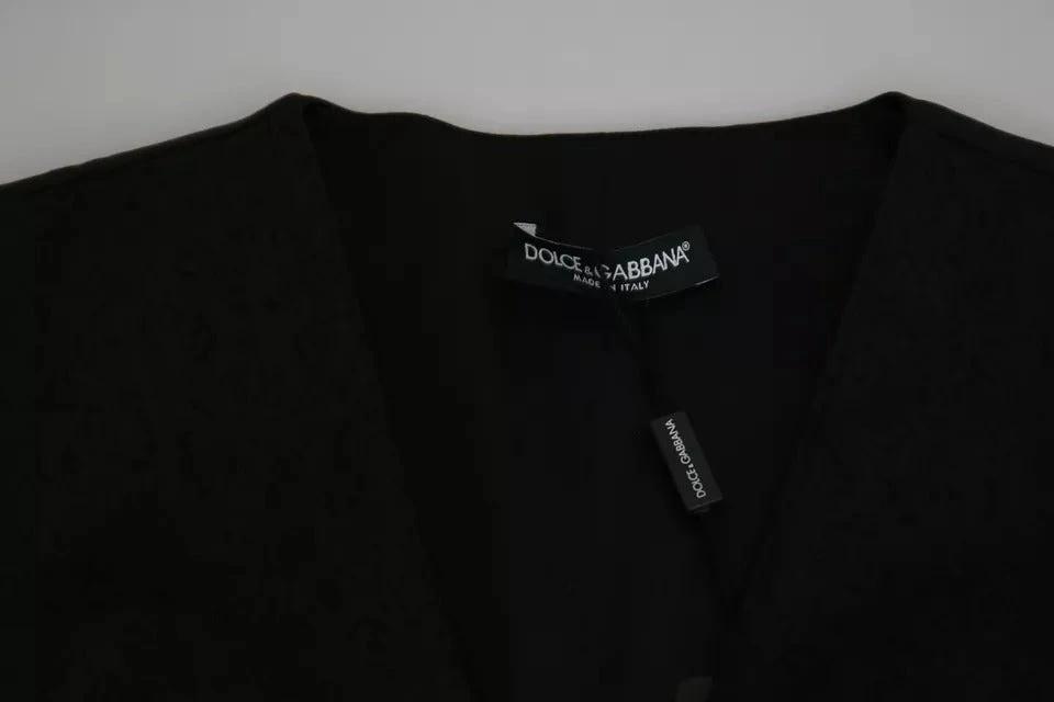 Dolce & Gabbana Black Lace Waistcoat Slim Vest Silk Top by Dolce & Gabbana